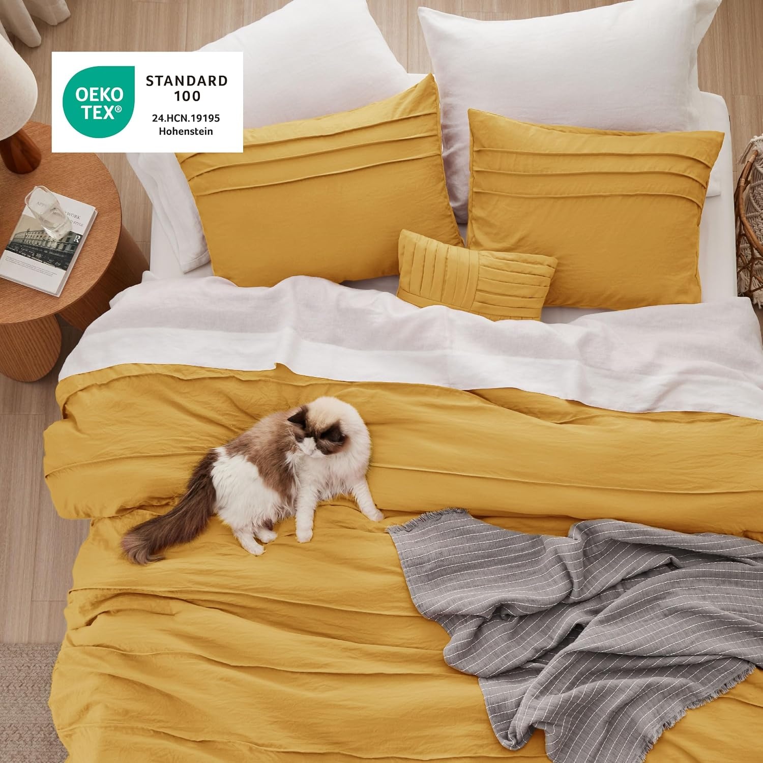 image:imageBedsure Twin XL Comforter Set Natural White Dorm Room Essentials Extra Long Twin XL Bedding Set All Season Down Alternative Comforter with Pillowcase amp Sham17 Mustard Yellow