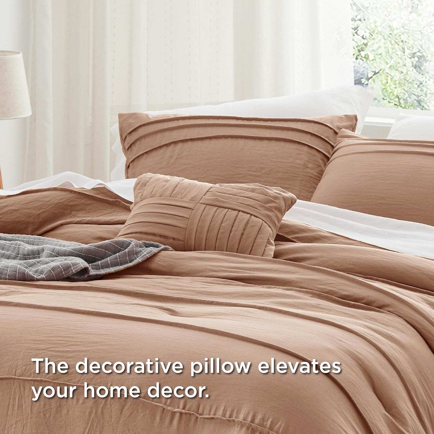 image:imageBedsure Twin XL Comforter Set Natural White Dorm Room Essentials Extra Long Twin XL Bedding Set All Season Down Alternative Comforter with Pillowcase amp Sham19 Taupe
