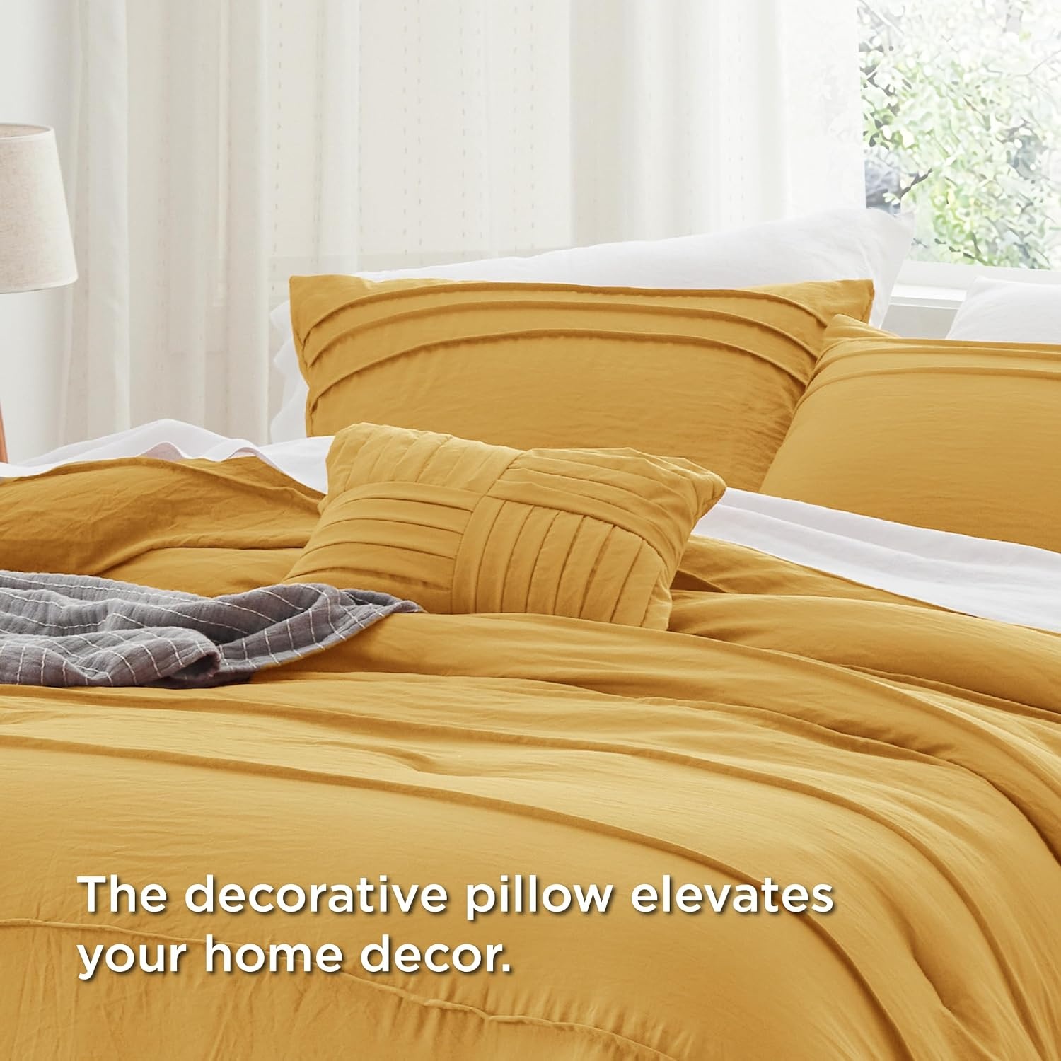 image:imageBedsure Twin XL Comforter Set Natural White Dorm Room Essentials Extra Long Twin XL Bedding Set All Season Down Alternative Comforter with Pillowcase amp Sham17 Mustard Yellow