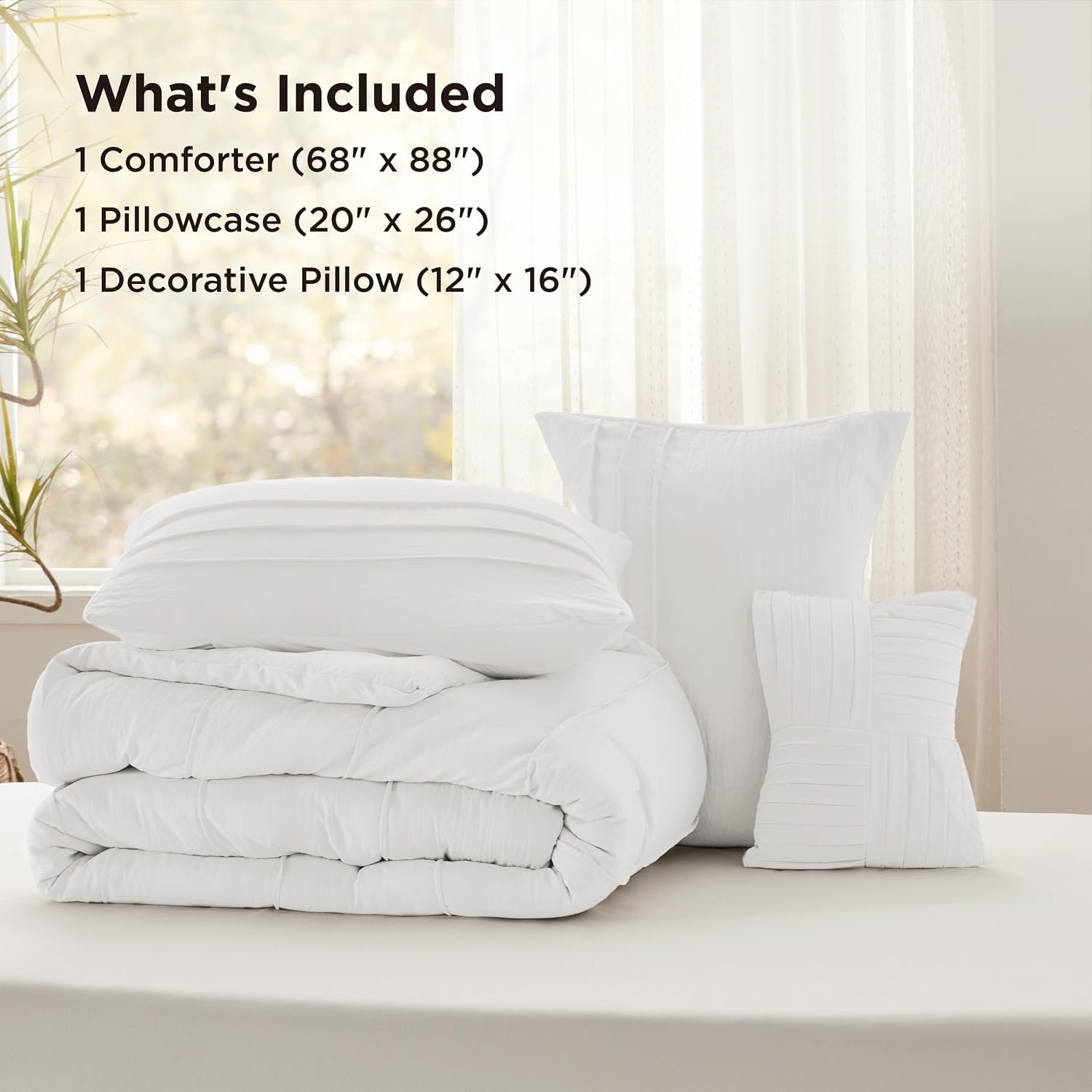 image:imageBedsure Twin XL Comforter Set Natural White Dorm Room Essentials Extra Long Twin XL Bedding Set All Season Down Alternative Comforter with Pillowcase amp Sham01 Natural White