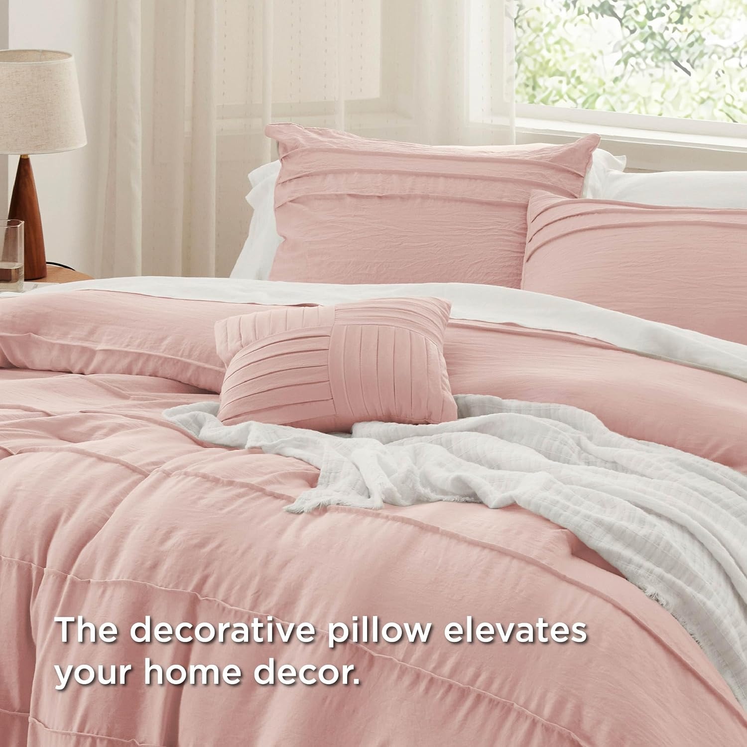 image:imageBedsure Twin XL Comforter Set Natural White Dorm Room Essentials Extra Long Twin XL Bedding Set All Season Down Alternative Comforter with Pillowcase amp Sham01 Light Pink
