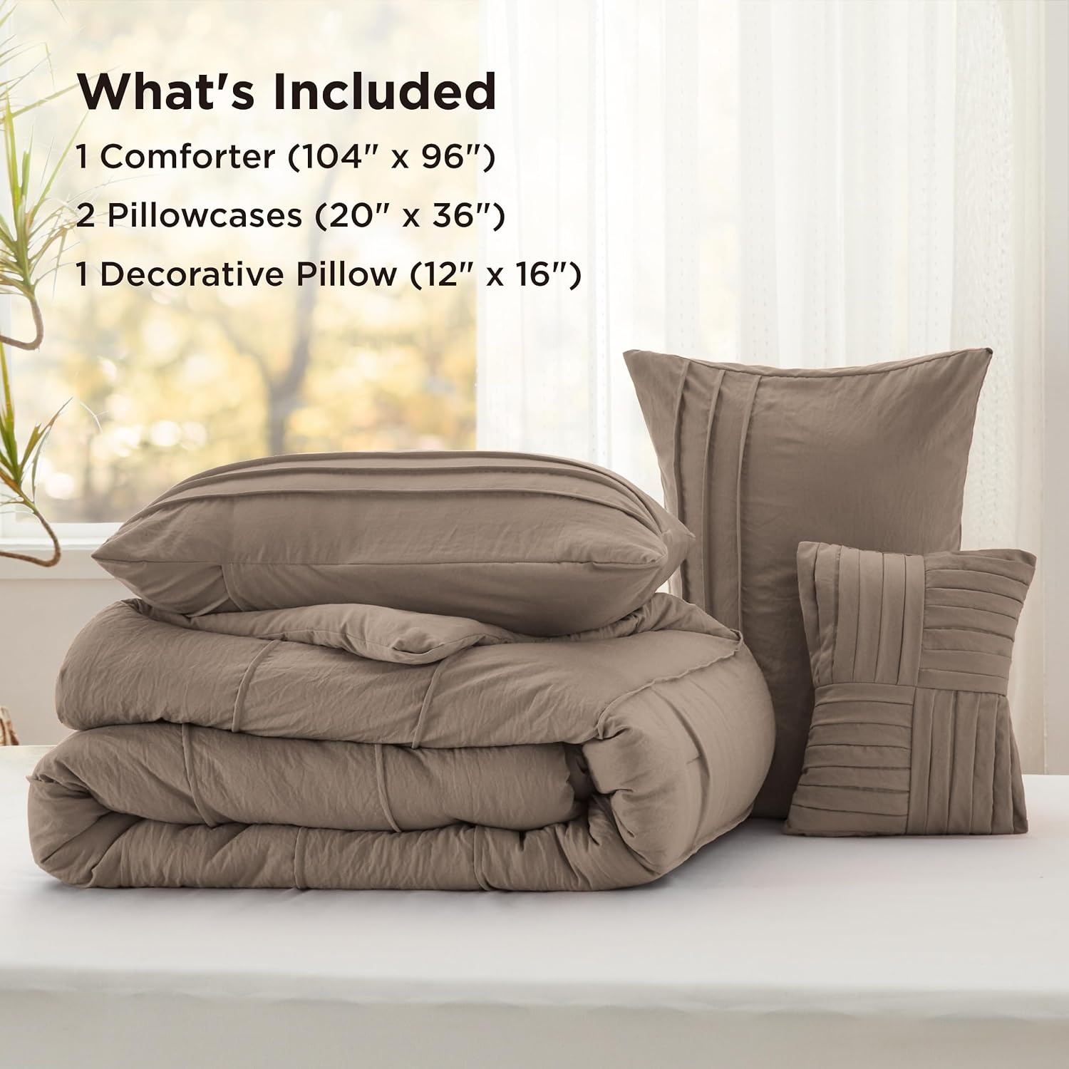 image:imageBedsure Twin XL Comforter Set Natural White Dorm Room Essentials Extra Long Twin XL Bedding Set All Season Down Alternative Comforter with Pillowcase amp Sham03 Brown