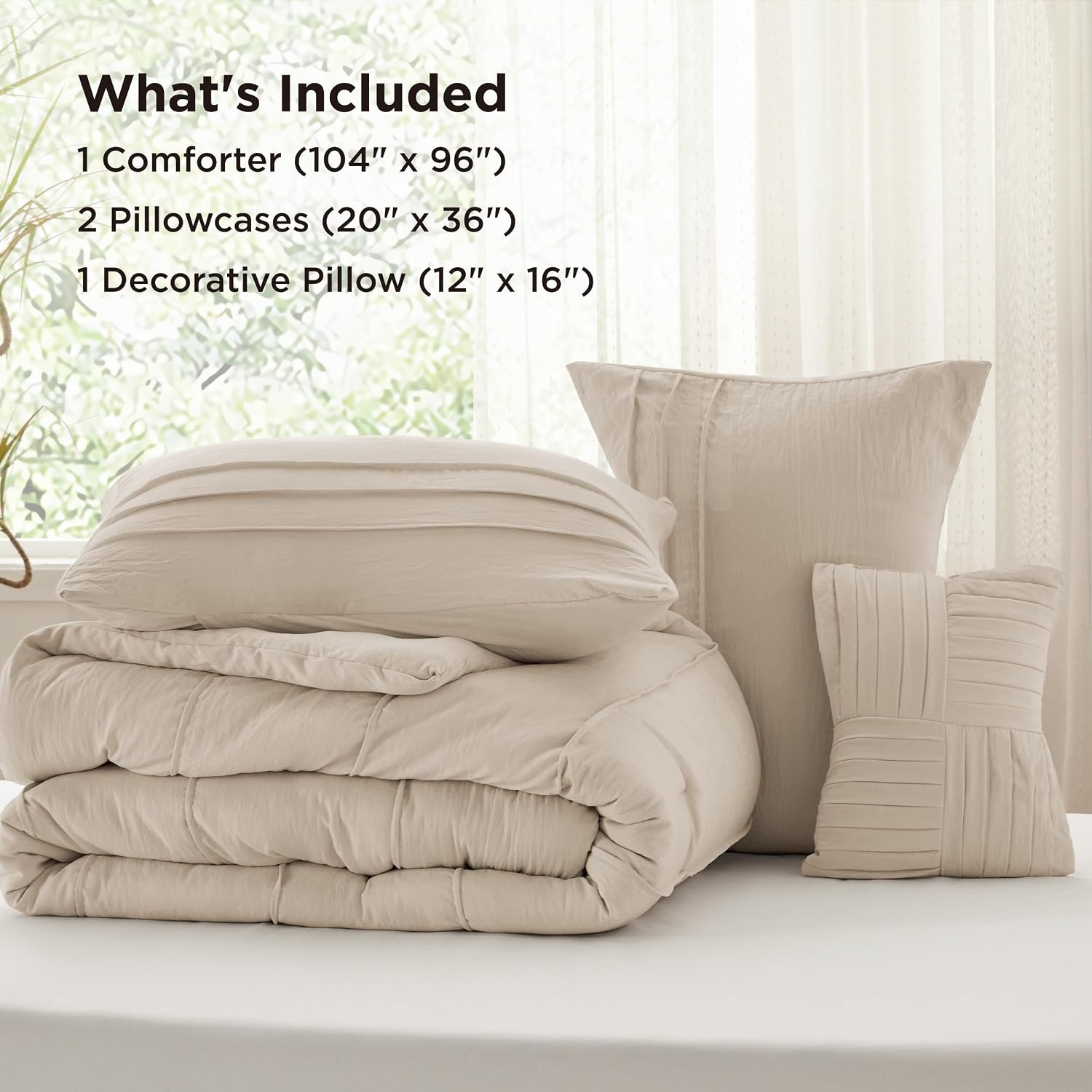 image:imageBedsure Twin XL Comforter Set Natural White Dorm Room Essentials Extra Long Twin XL Bedding Set All Season Down Alternative Comforter with Pillowcase amp Sham21 Linen