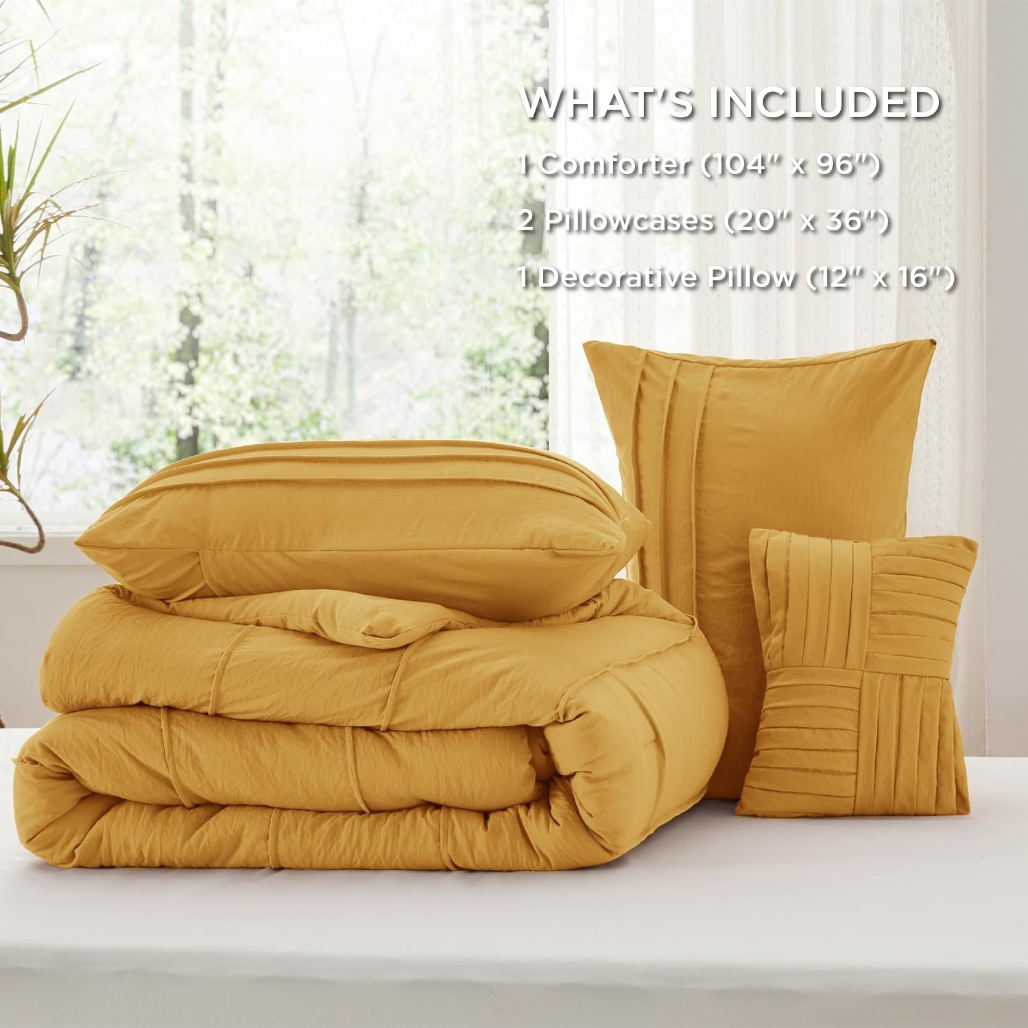 image:imageBedsure Twin XL Comforter Set Natural White Dorm Room Essentials Extra Long Twin XL Bedding Set All Season Down Alternative Comforter with Pillowcase amp Sham17 Mustard Yellow