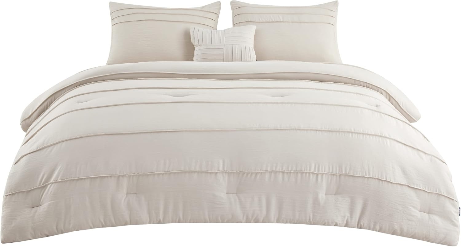 image:imageBedsure Twin XL Comforter Set Natural White Dorm Room Essentials Extra Long Twin XL Bedding Set All Season Down Alternative Comforter with Pillowcase amp Sham01 Beige