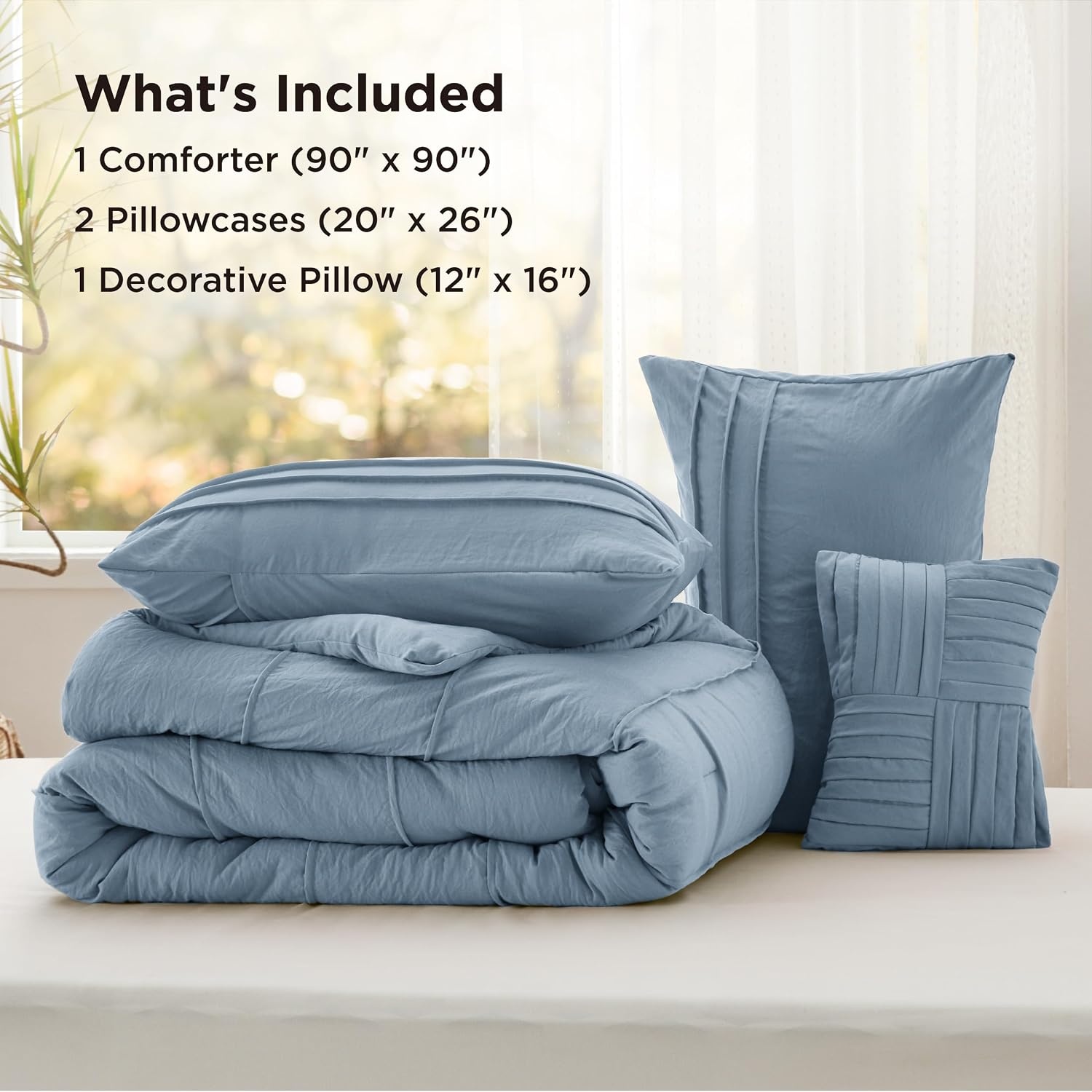 image:imageBedsure Twin XL Comforter Set Natural White Dorm Room Essentials Extra Long Twin XL Bedding Set All Season Down Alternative Comforter with Pillowcase amp Sham03 Light Blue