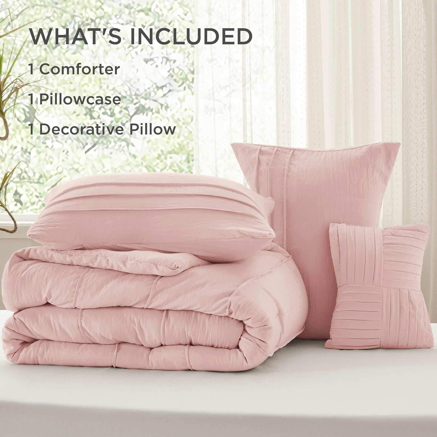 image:imageBedsure Twin XL Comforter Set Natural White Dorm Room Essentials Extra Long Twin XL Bedding Set All Season Down Alternative Comforter with Pillowcase amp Sham01 Light Pink