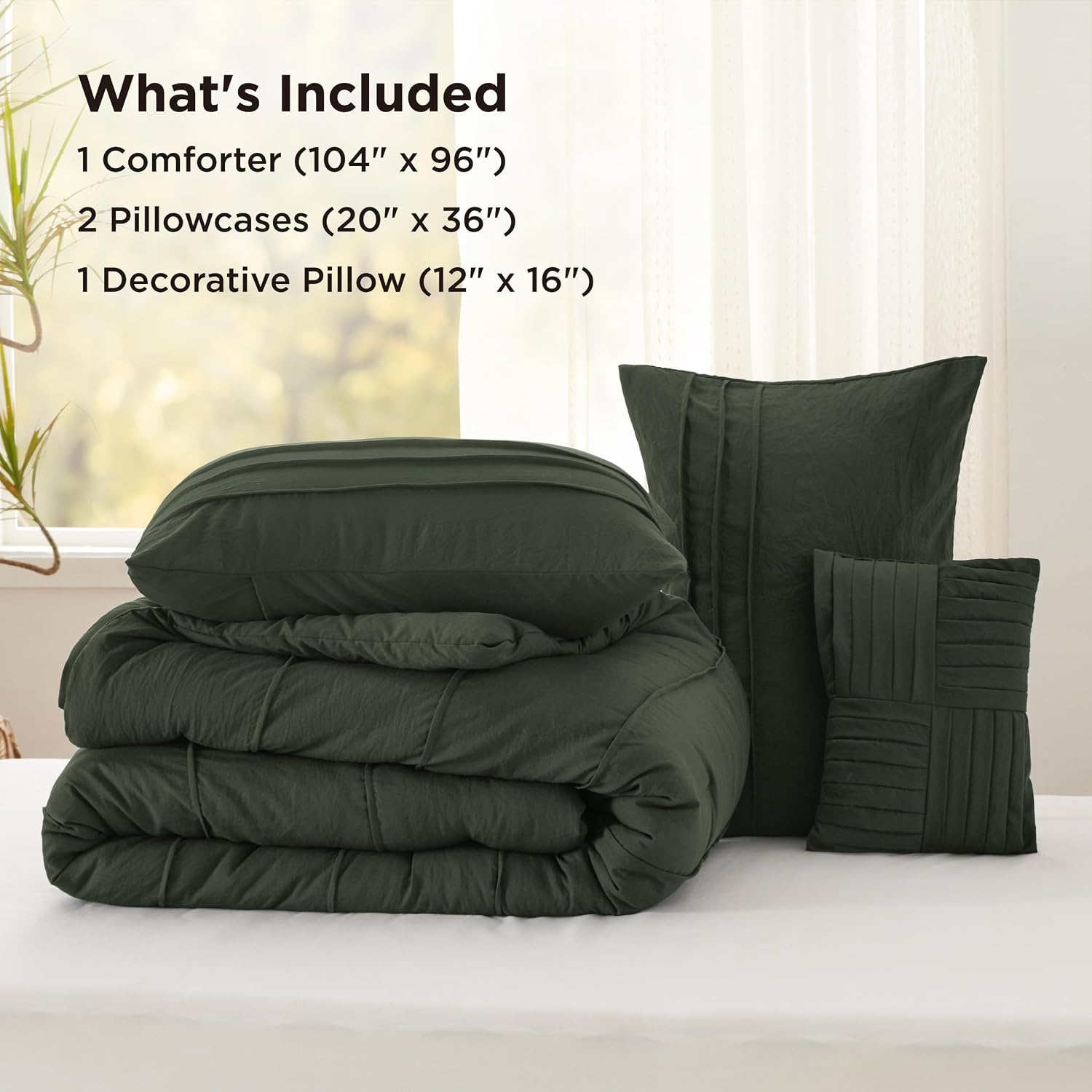 image:imageBedsure Twin XL Comforter Set Natural White Dorm Room Essentials Extra Long Twin XL Bedding Set All Season Down Alternative Comforter with Pillowcase amp Sham01 Olive Green