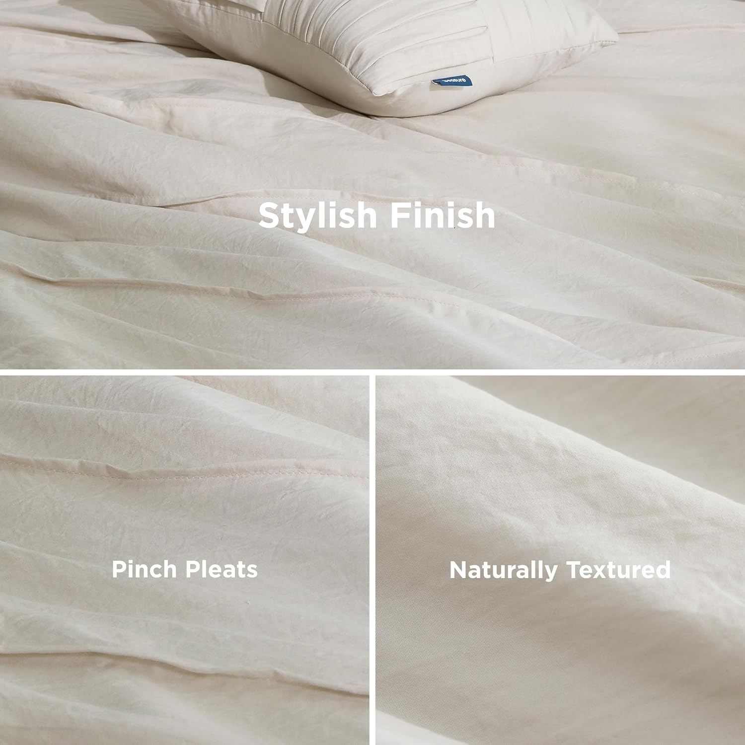 image:imageBedsure Twin XL Comforter Set Natural White Dorm Room Essentials Extra Long Twin XL Bedding Set All Season Down Alternative Comforter with Pillowcase amp Sham01 Beige