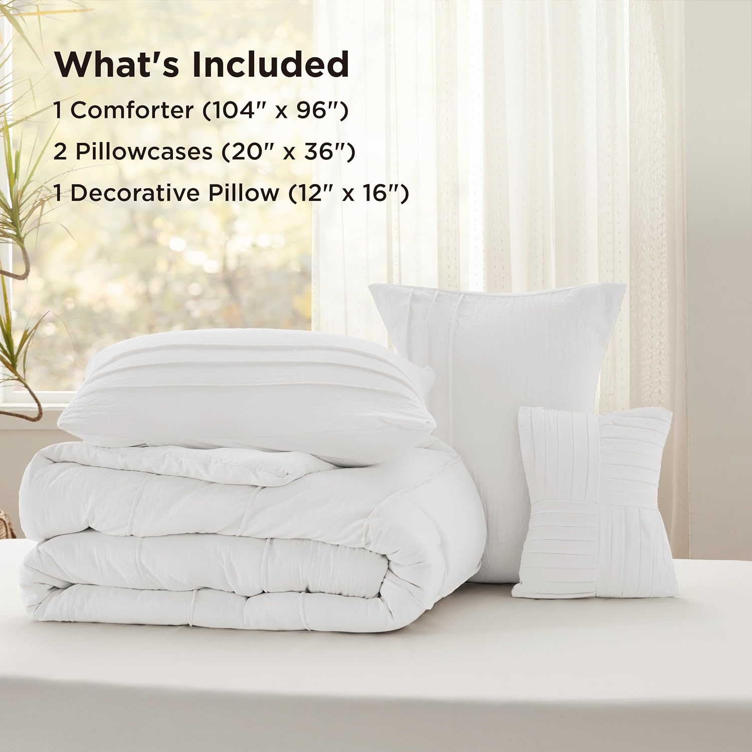 image:imageBedsure Twin XL Comforter Set Natural White Dorm Room Essentials Extra Long Twin XL Bedding Set All Season Down Alternative Comforter with Pillowcase amp Sham01 Natural White