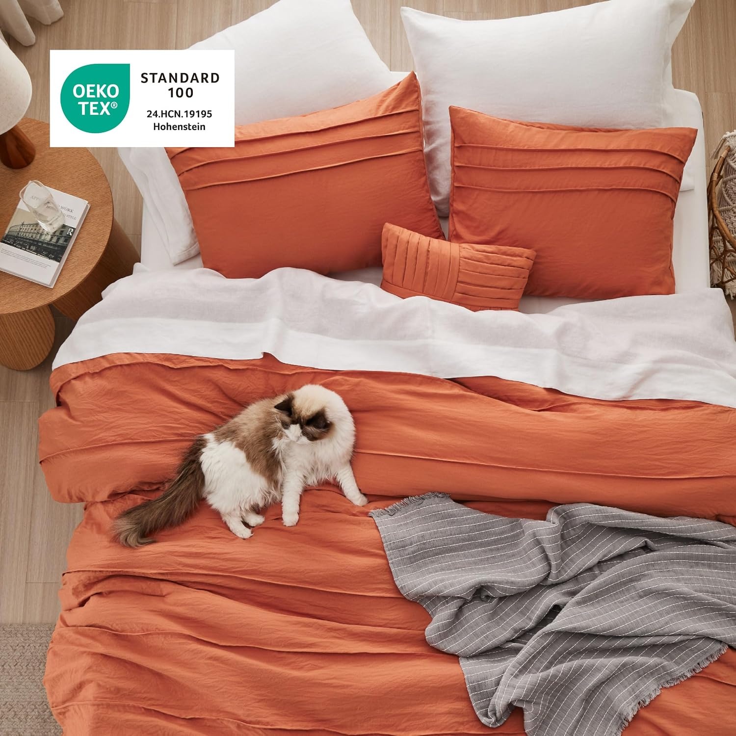 image:imageBedsure Twin XL Comforter Set Natural White Dorm Room Essentials Extra Long Twin XL Bedding Set All Season Down Alternative Comforter with Pillowcase amp Sham12 Burnt Orange