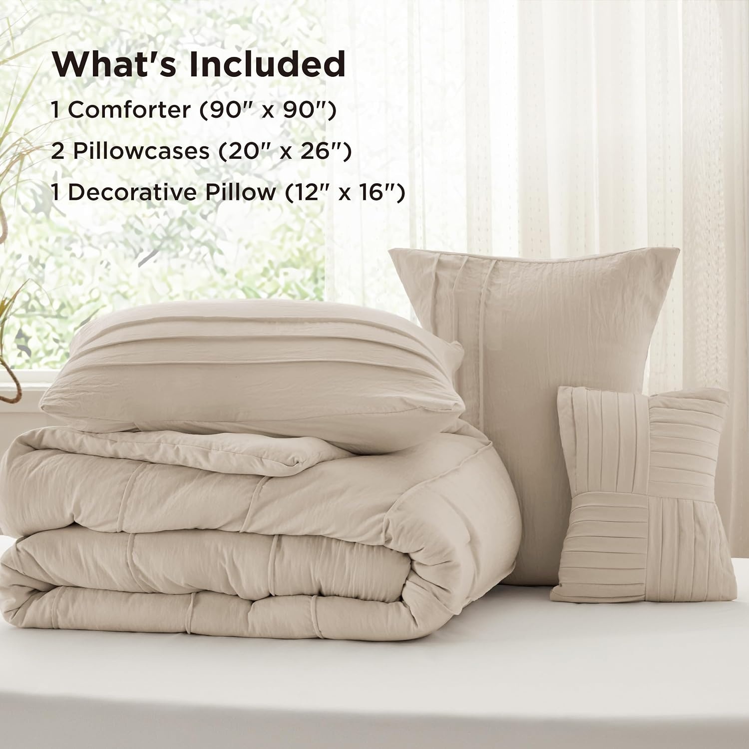 image:imageBedsure Twin XL Comforter Set Natural White Dorm Room Essentials Extra Long Twin XL Bedding Set All Season Down Alternative Comforter with Pillowcase amp Sham21 Linen