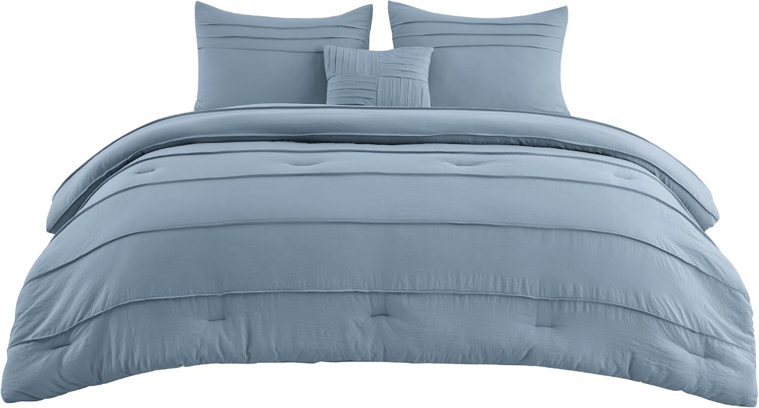 image:imageBedsure Twin XL Comforter Set Natural White Dorm Room Essentials Extra Long Twin XL Bedding Set All Season Down Alternative Comforter with Pillowcase amp Sham03 Light Blue