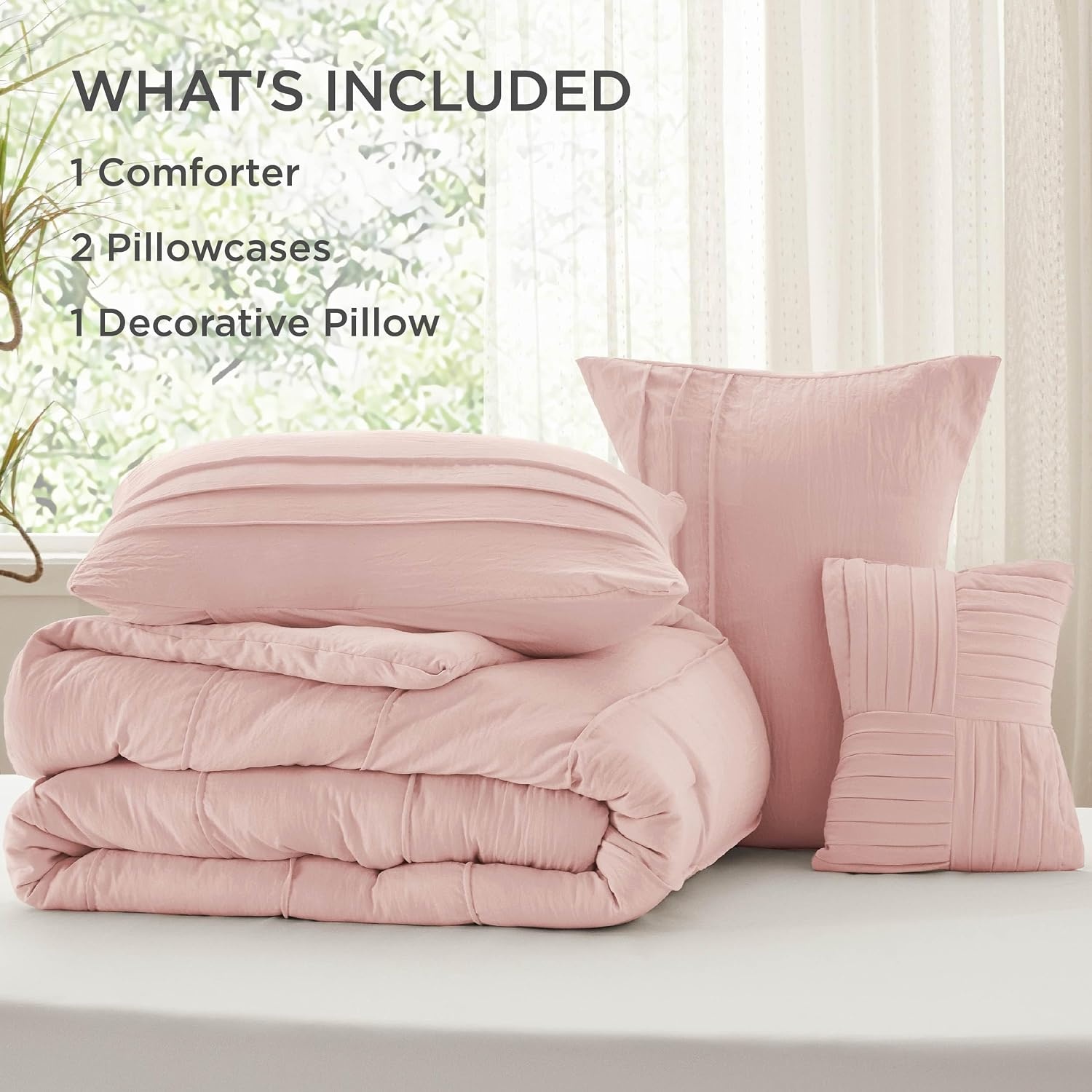 image:imageBedsure Twin XL Comforter Set Natural White Dorm Room Essentials Extra Long Twin XL Bedding Set All Season Down Alternative Comforter with Pillowcase amp Sham01 Light Pink
