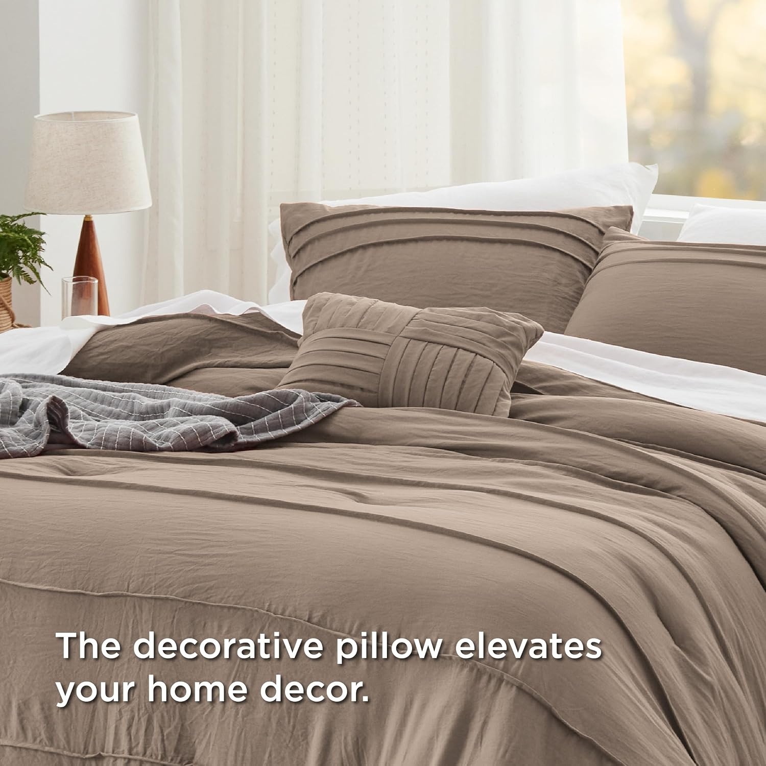 image:imageBedsure Twin XL Comforter Set Natural White Dorm Room Essentials Extra Long Twin XL Bedding Set All Season Down Alternative Comforter with Pillowcase amp Sham03 Brown