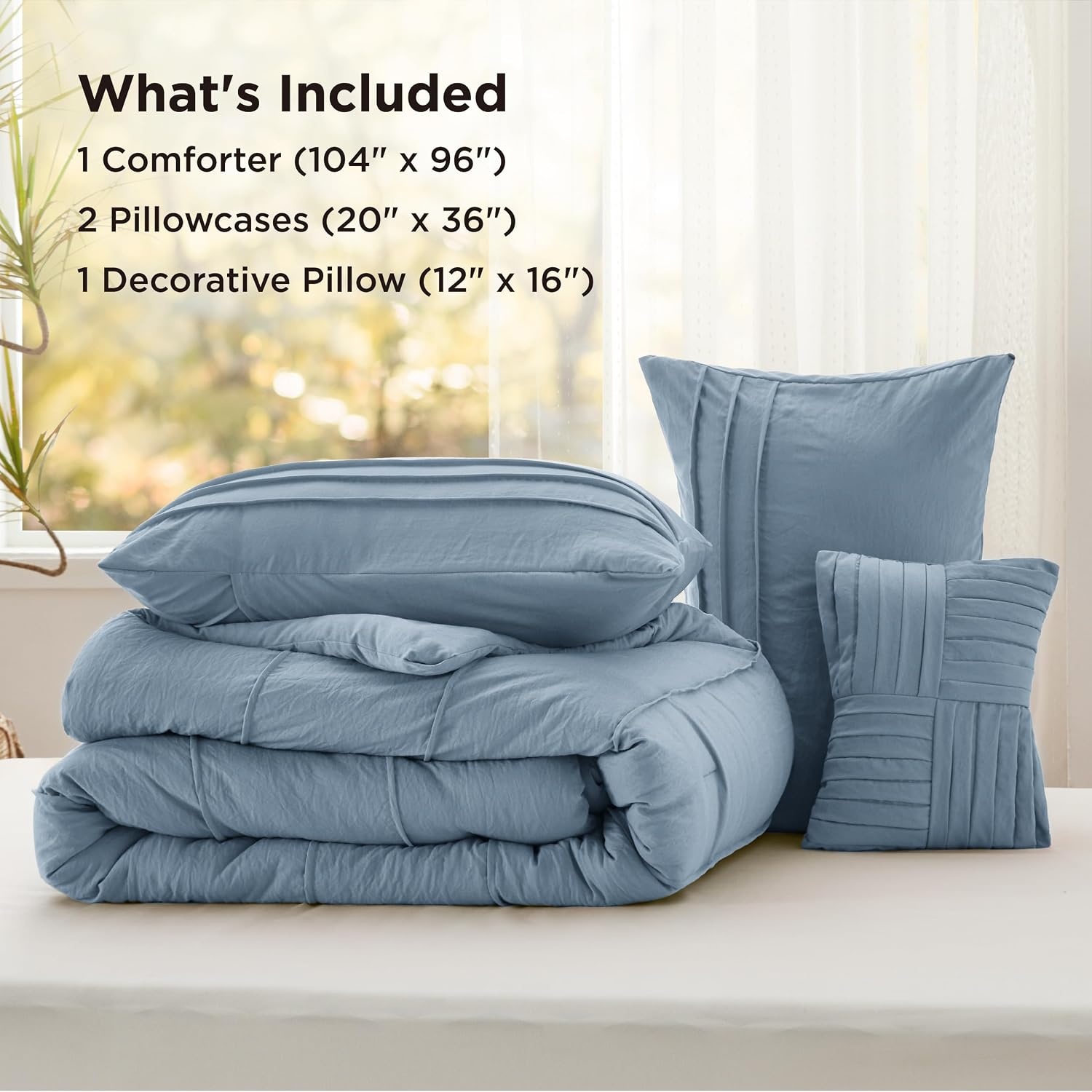 image:imageBedsure Twin XL Comforter Set Natural White Dorm Room Essentials Extra Long Twin XL Bedding Set All Season Down Alternative Comforter with Pillowcase amp Sham03 Light Blue