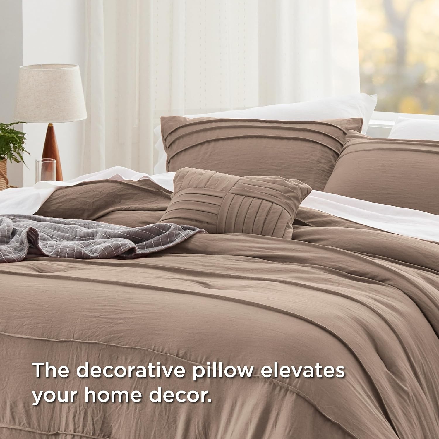 image:imageBedsure Twin XL Comforter Set Natural White Dorm Room Essentials Extra Long Twin XL Bedding Set All Season Down Alternative Comforter with Pillowcase amp Sham03 Brown