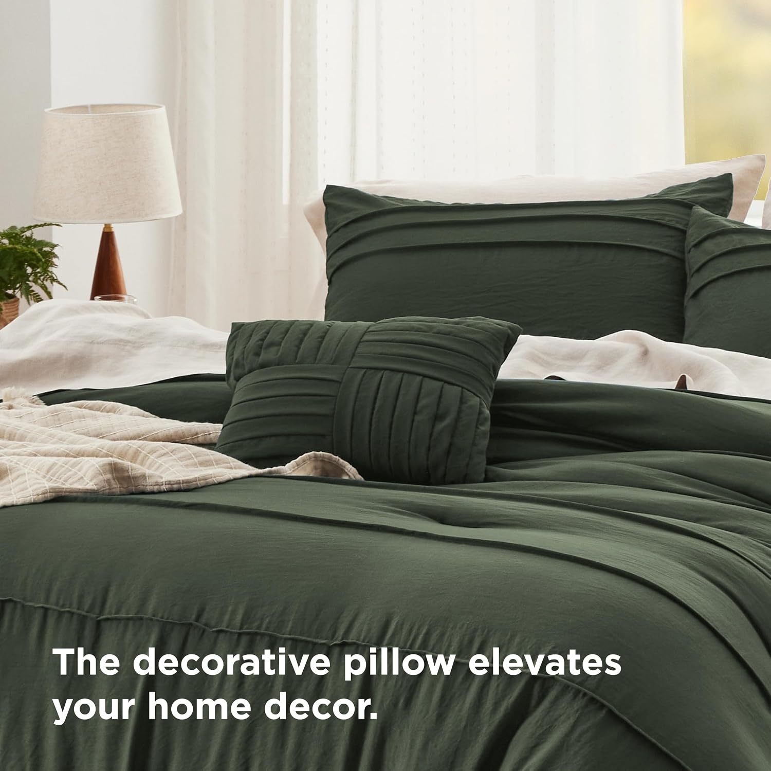 image:imageBedsure Twin XL Comforter Set Natural White Dorm Room Essentials Extra Long Twin XL Bedding Set All Season Down Alternative Comforter with Pillowcase amp Sham01 Olive Green