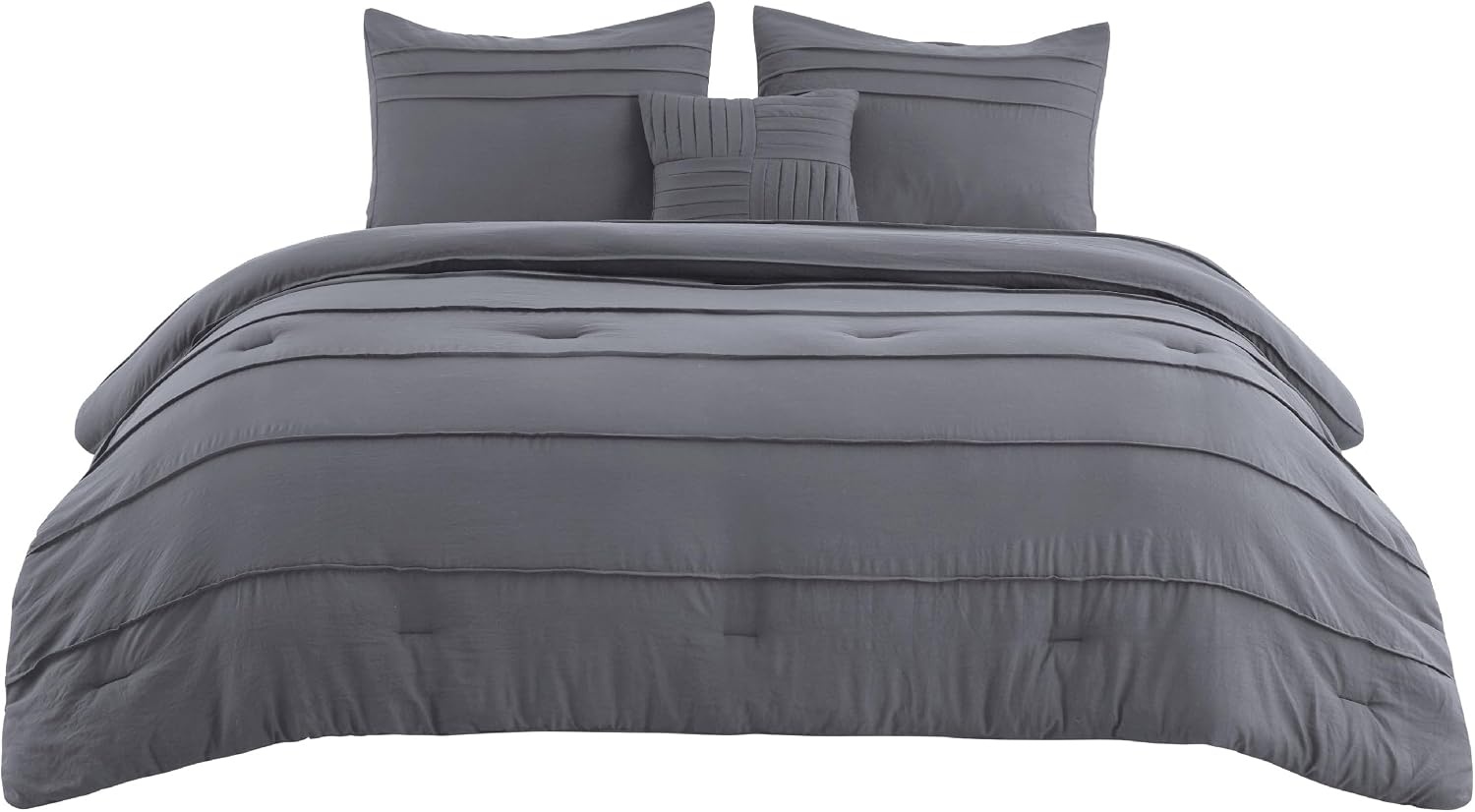 image:imageBedsure Twin XL Comforter Set Natural White Dorm Room Essentials Extra Long Twin XL Bedding Set All Season Down Alternative Comforter with Pillowcase amp Sham13 Dark Grey