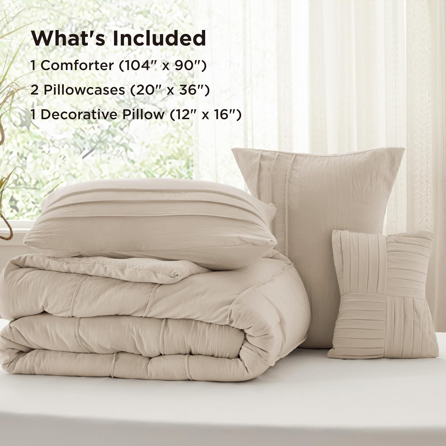 image:imageBedsure Twin XL Comforter Set Natural White Dorm Room Essentials Extra Long Twin XL Bedding Set All Season Down Alternative Comforter with Pillowcase amp Sham21 Linen