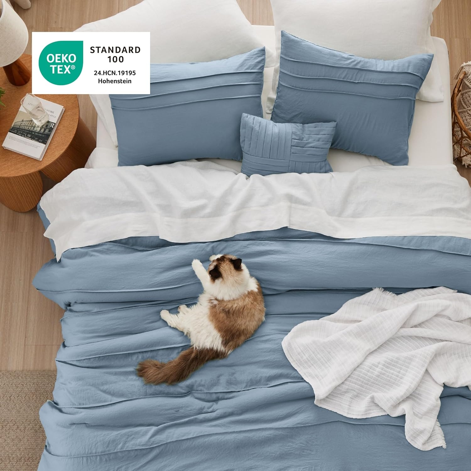 image:imageBedsure Twin XL Comforter Set Natural White Dorm Room Essentials Extra Long Twin XL Bedding Set All Season Down Alternative Comforter with Pillowcase amp Sham03 Light Blue