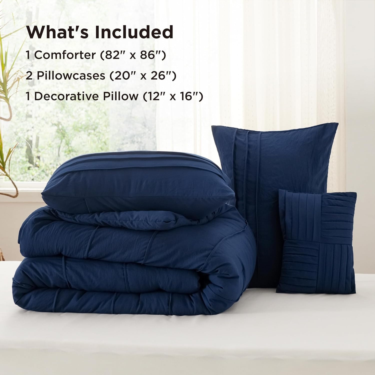 image:imageBedsure Twin XL Comforter Set Natural White Dorm Room Essentials Extra Long Twin XL Bedding Set All Season Down Alternative Comforter with Pillowcase amp Sham01 Navy