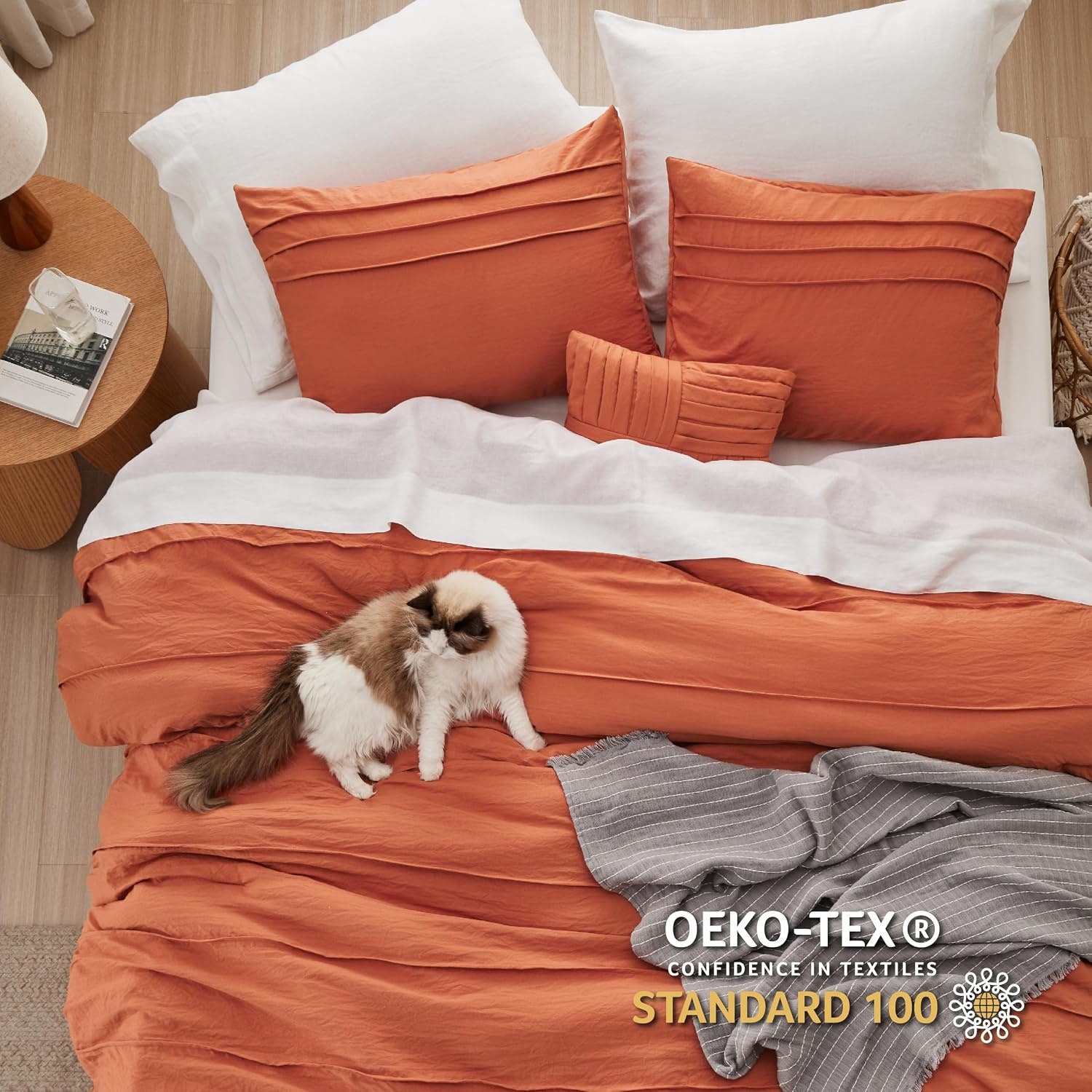 image:imageBedsure Twin XL Comforter Set Natural White Dorm Room Essentials Extra Long Twin XL Bedding Set All Season Down Alternative Comforter with Pillowcase amp Sham12 Burnt Orange
