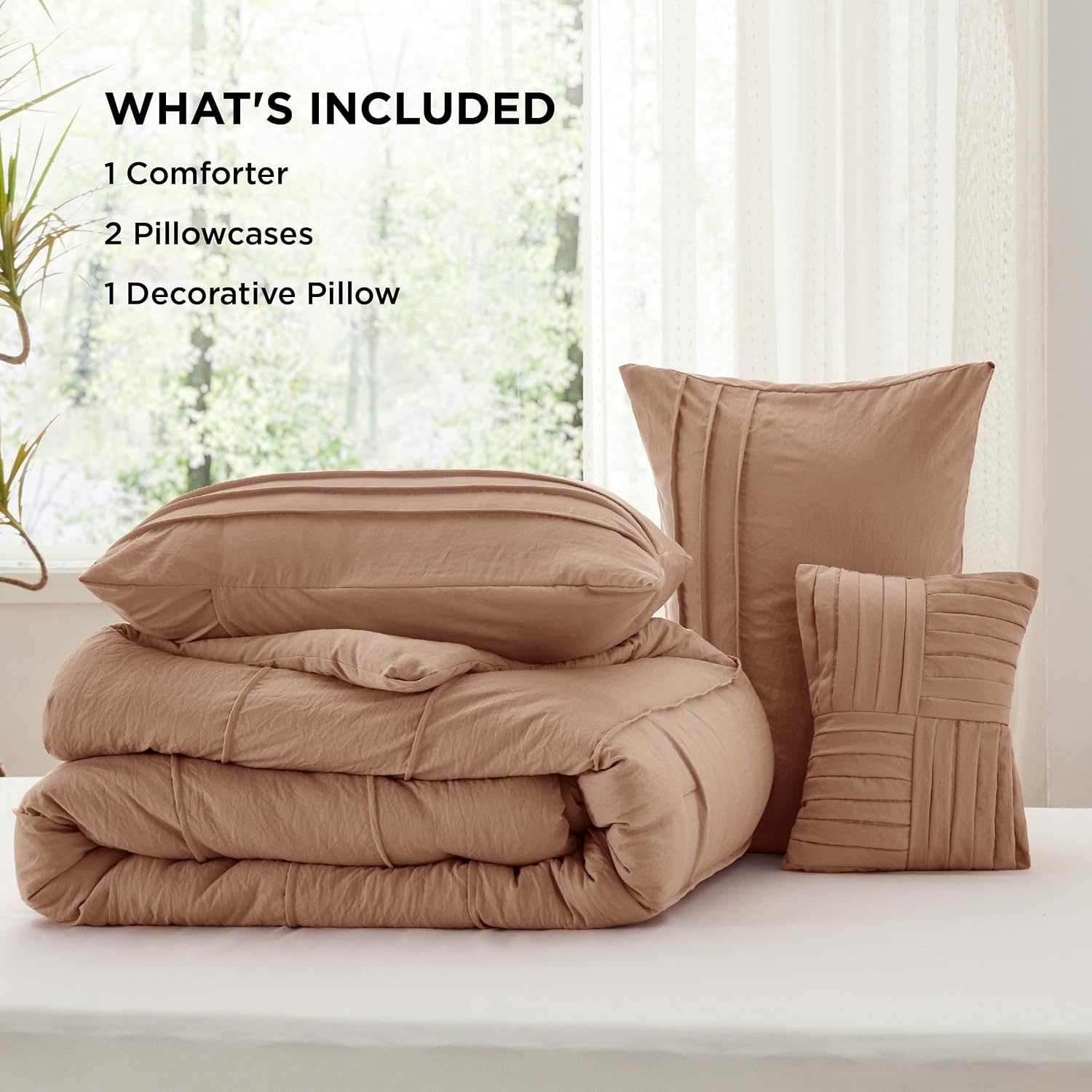 image:imageBedsure Twin XL Comforter Set Natural White Dorm Room Essentials Extra Long Twin XL Bedding Set All Season Down Alternative Comforter with Pillowcase amp Sham19 Taupe