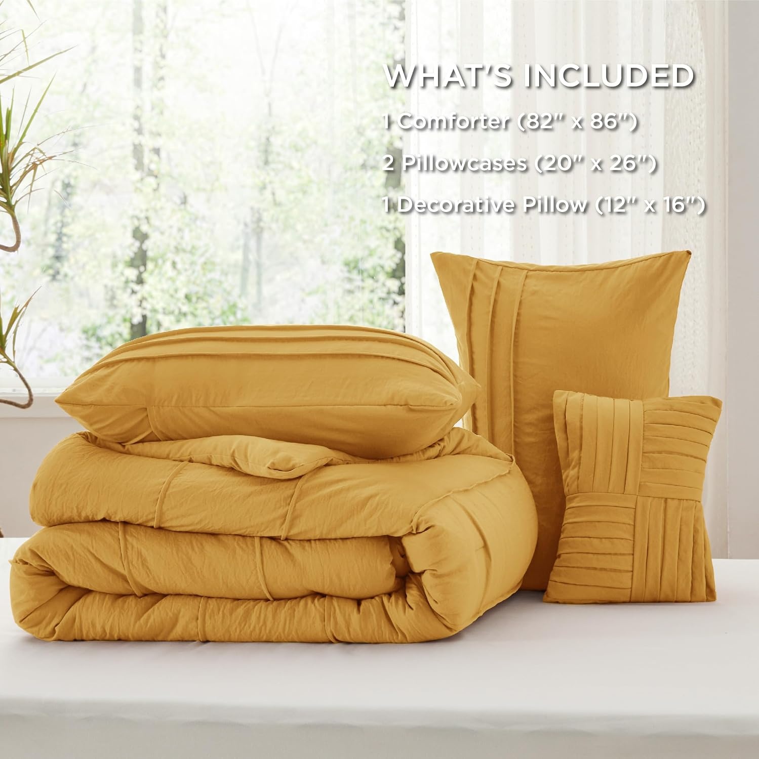 image:imageBedsure Twin XL Comforter Set Natural White Dorm Room Essentials Extra Long Twin XL Bedding Set All Season Down Alternative Comforter with Pillowcase amp Sham17 Mustard Yellow