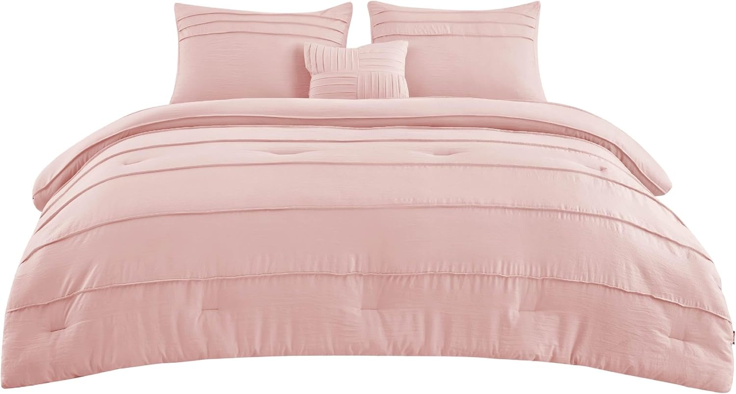 image:imageBedsure Twin XL Comforter Set Natural White Dorm Room Essentials Extra Long Twin XL Bedding Set All Season Down Alternative Comforter with Pillowcase amp Sham01 Light Pink