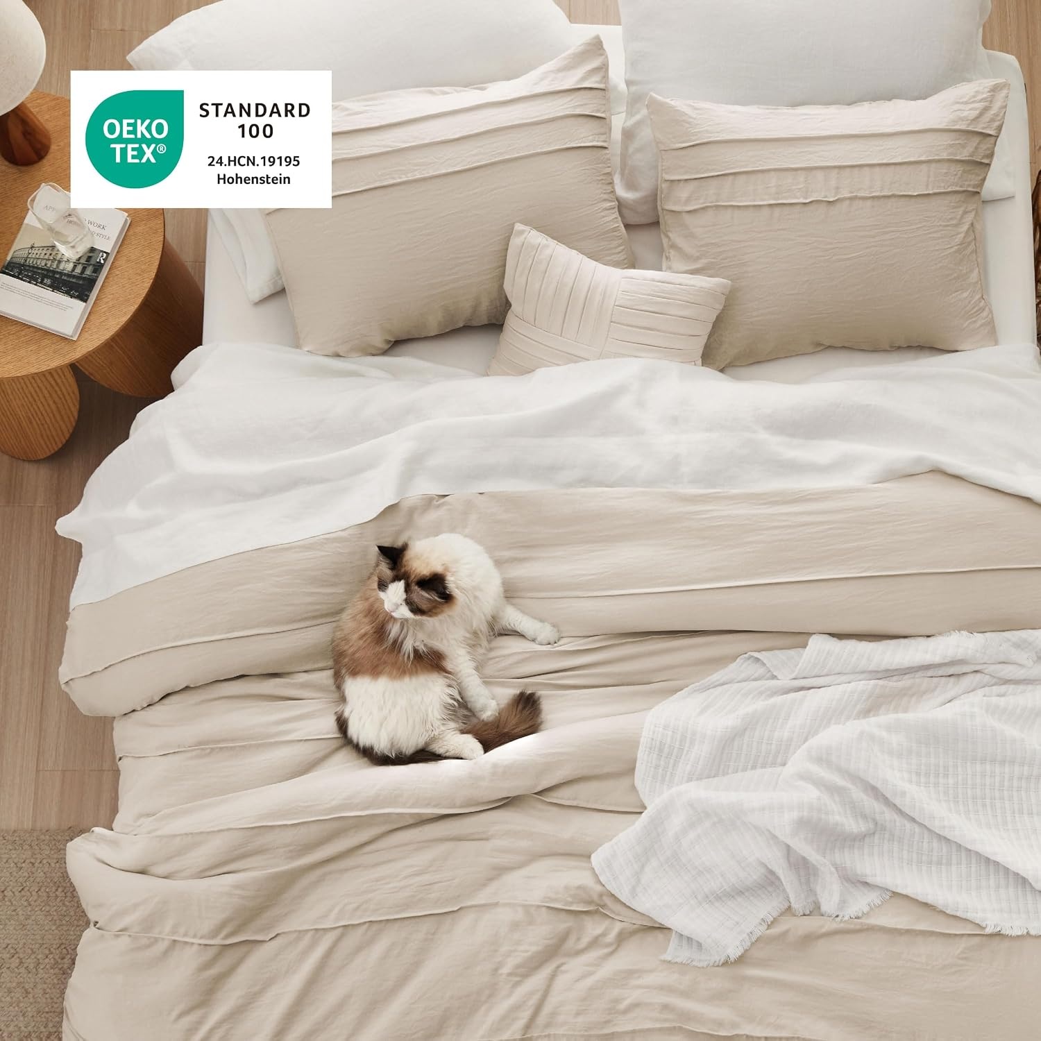 image:imageBedsure Twin XL Comforter Set Natural White Dorm Room Essentials Extra Long Twin XL Bedding Set All Season Down Alternative Comforter with Pillowcase amp Sham21 Linen