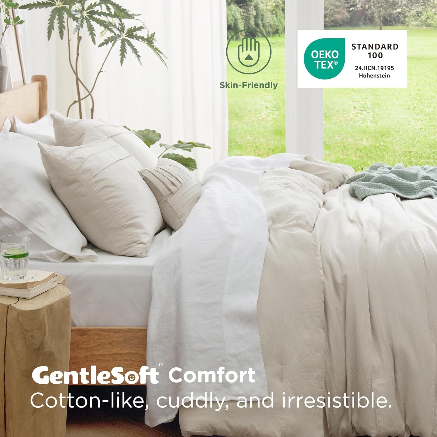 image:imageBedsure Twin XL Comforter Set Natural White Dorm Room Essentials Extra Long Twin XL Bedding Set All Season Down Alternative Comforter with Pillowcase amp Sham01 Beige