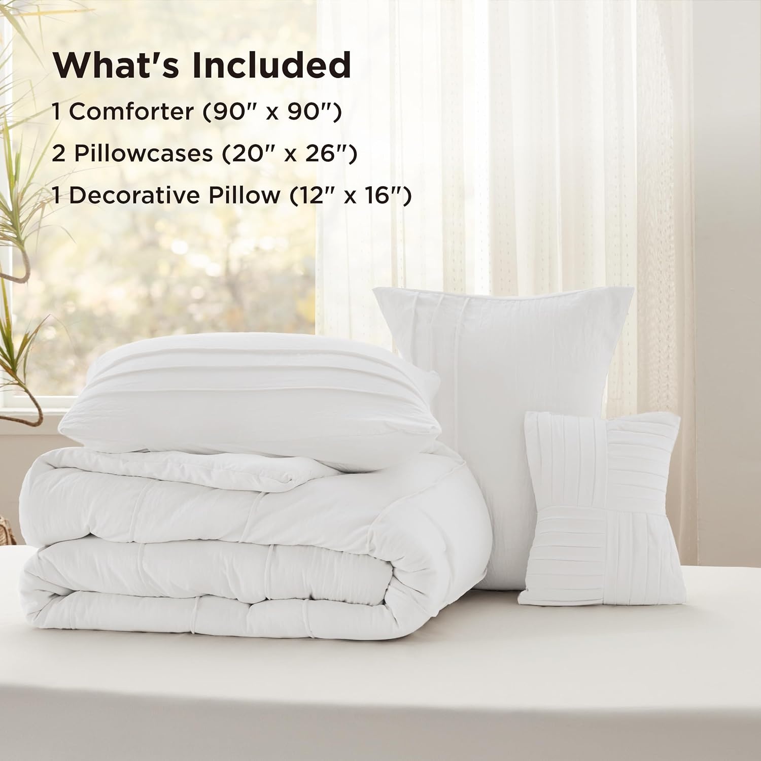 image:imageBedsure Twin XL Comforter Set Natural White Dorm Room Essentials Extra Long Twin XL Bedding Set All Season Down Alternative Comforter with Pillowcase amp Sham01 Natural White