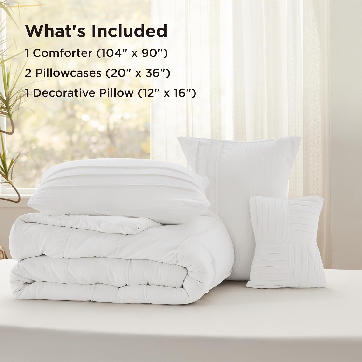image:imageBedsure Twin XL Comforter Set Natural White Dorm Room Essentials Extra Long Twin XL Bedding Set All Season Down Alternative Comforter with Pillowcase amp Sham01 Natural White