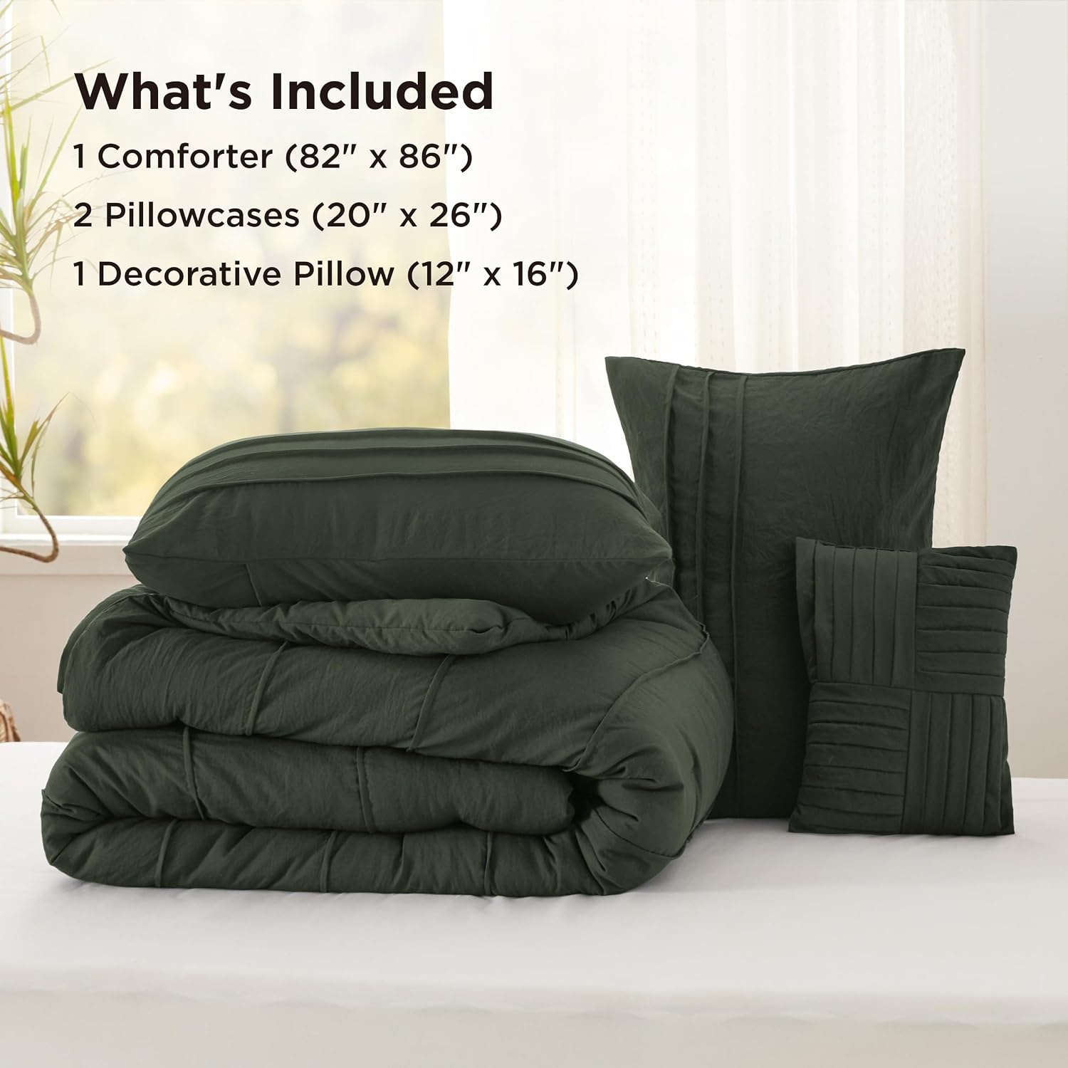 image:imageBedsure Twin XL Comforter Set Natural White Dorm Room Essentials Extra Long Twin XL Bedding Set All Season Down Alternative Comforter with Pillowcase amp Sham01 Olive Green