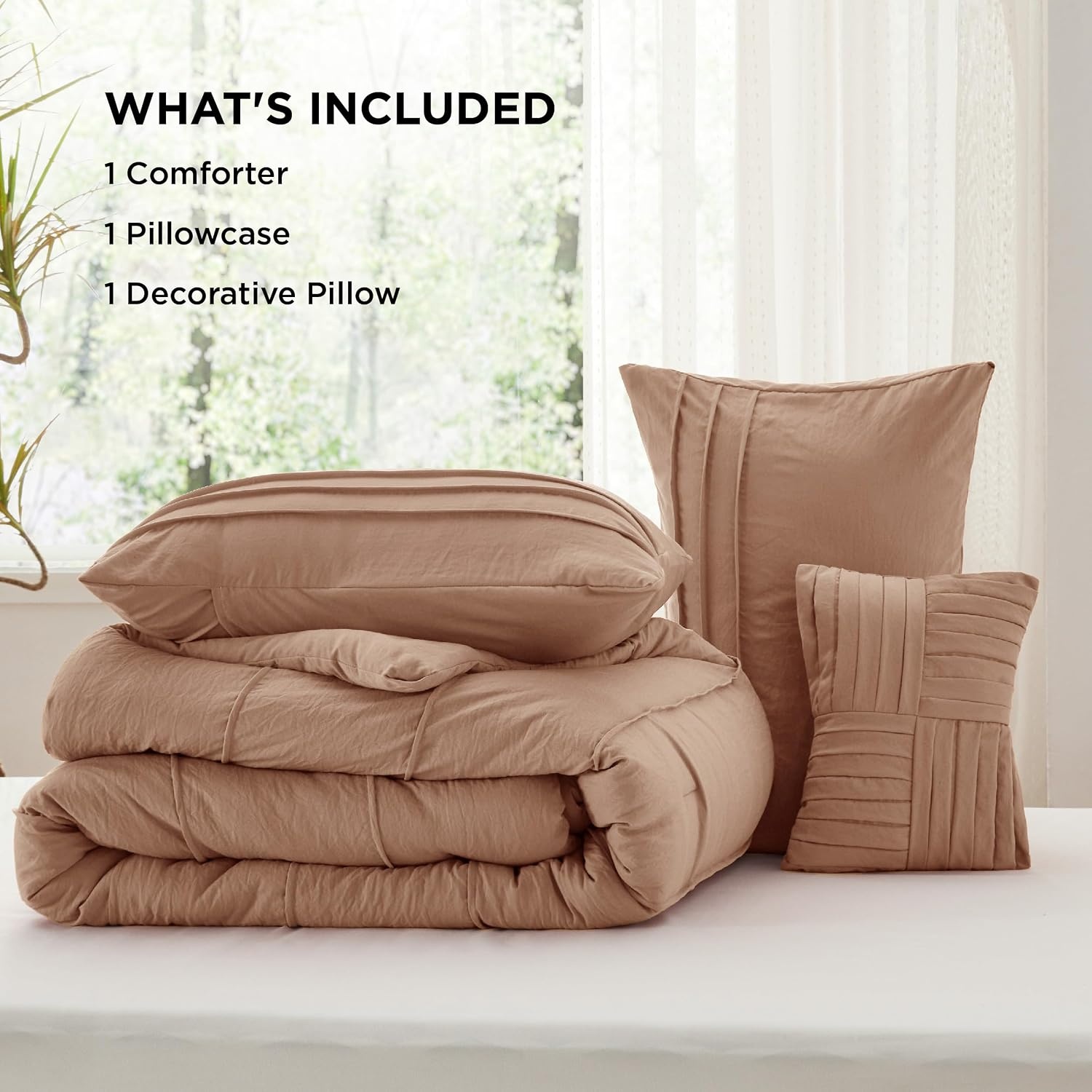 image:imageBedsure Twin XL Comforter Set Natural White Dorm Room Essentials Extra Long Twin XL Bedding Set All Season Down Alternative Comforter with Pillowcase amp Sham19 Taupe