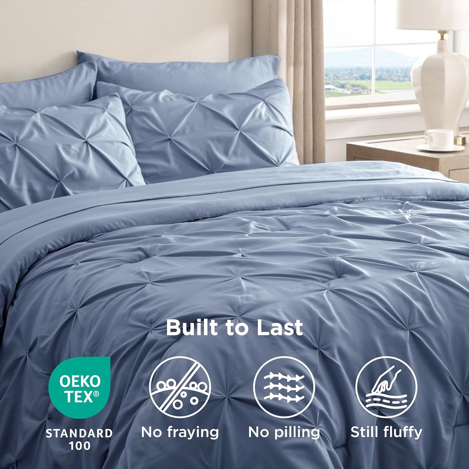 image:imageBedsure Twin XL Comforter Set Pink Dorm Room Essentials for Girls Extra Long Twin XL Bedding Set with Sheets All Season Down Alternative Comforter with Sheets Pillowcase amp Sham08 Slate Blue