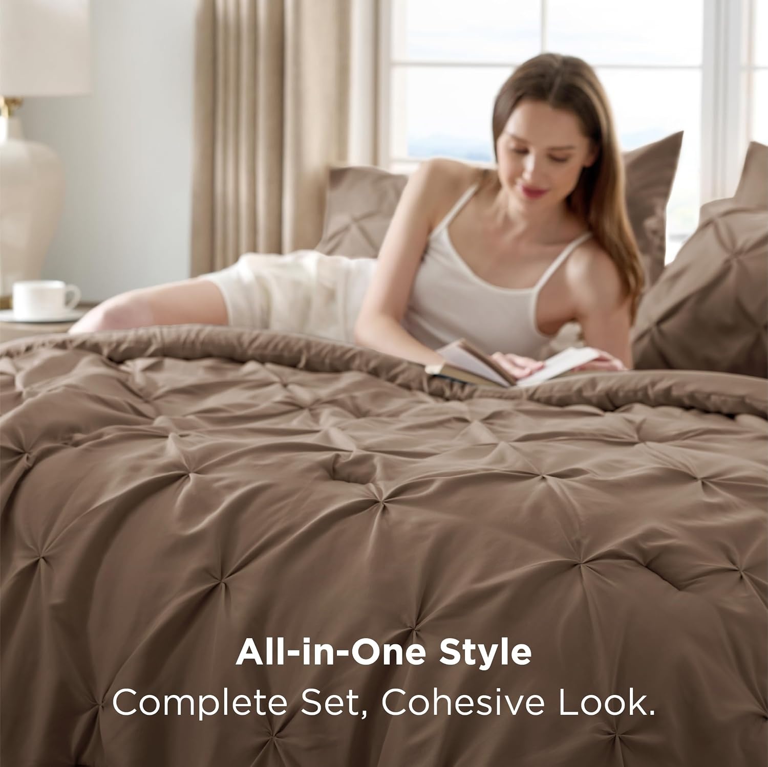 image:imageBedsure Twin XL Comforter Set Pink Dorm Room Essentials for Girls Extra Long Twin XL Bedding Set with Sheets All Season Down Alternative Comforter with Sheets Pillowcase amp Sham21 Brown