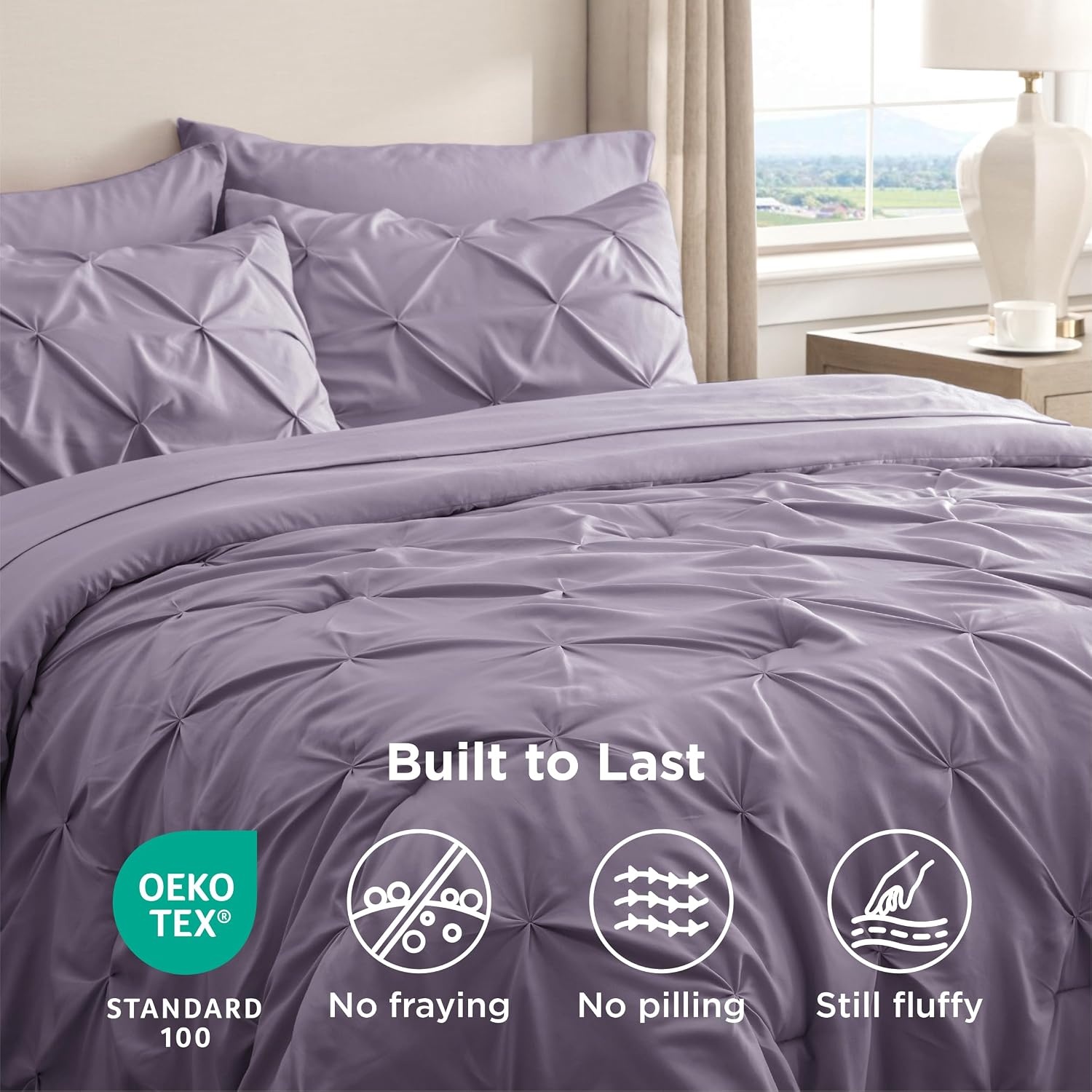 image:imageBedsure Twin XL Comforter Set Pink Dorm Room Essentials for Girls Extra Long Twin XL Bedding Set with Sheets All Season Down Alternative Comforter with Sheets Pillowcase amp Sham15 Grayish Purple