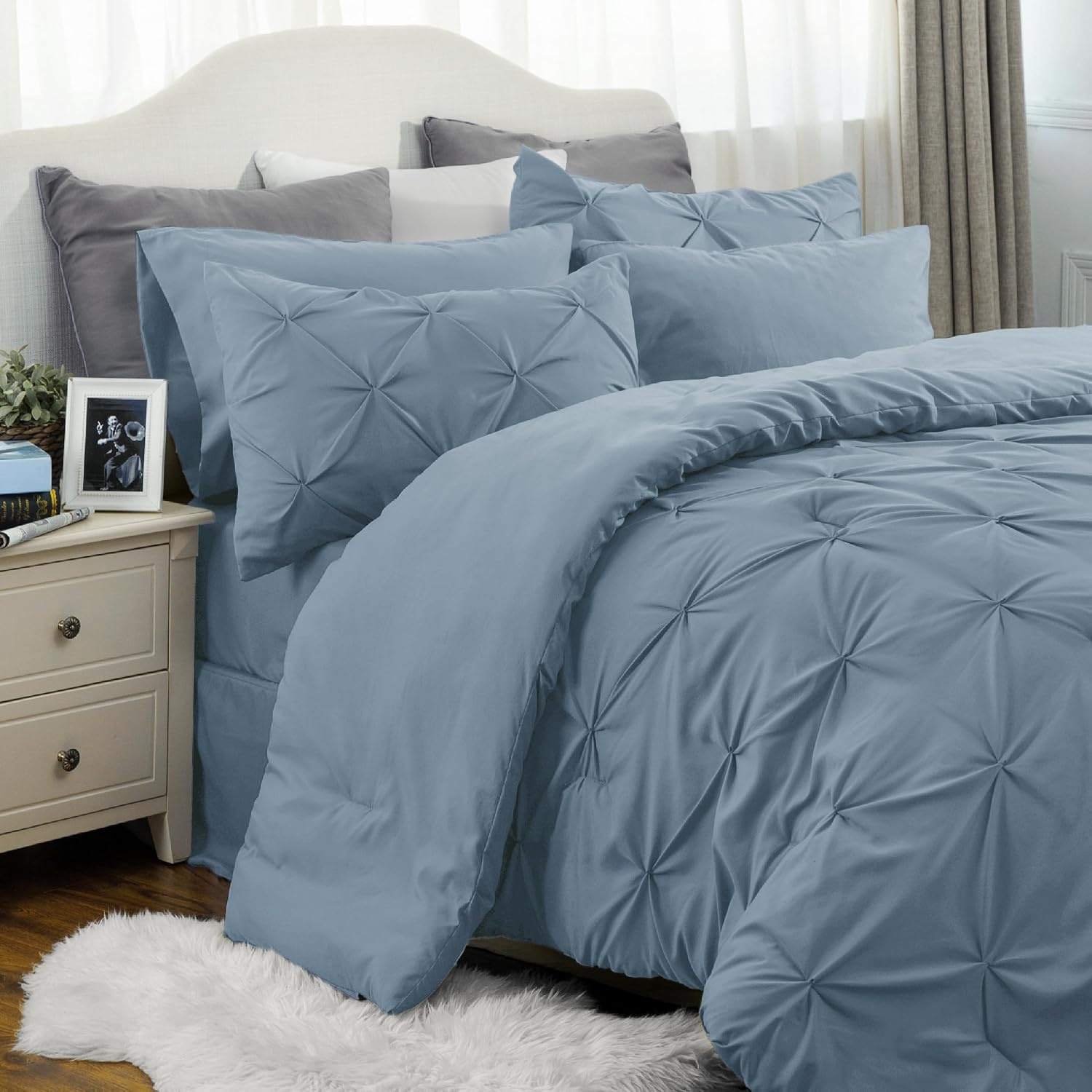 image:imageBedsure Twin XL Comforter Set Pink Dorm Room Essentials for Girls Extra Long Twin XL Bedding Set with Sheets All Season Down Alternative Comforter with Sheets Pillowcase amp Sham07 Mineral Blue