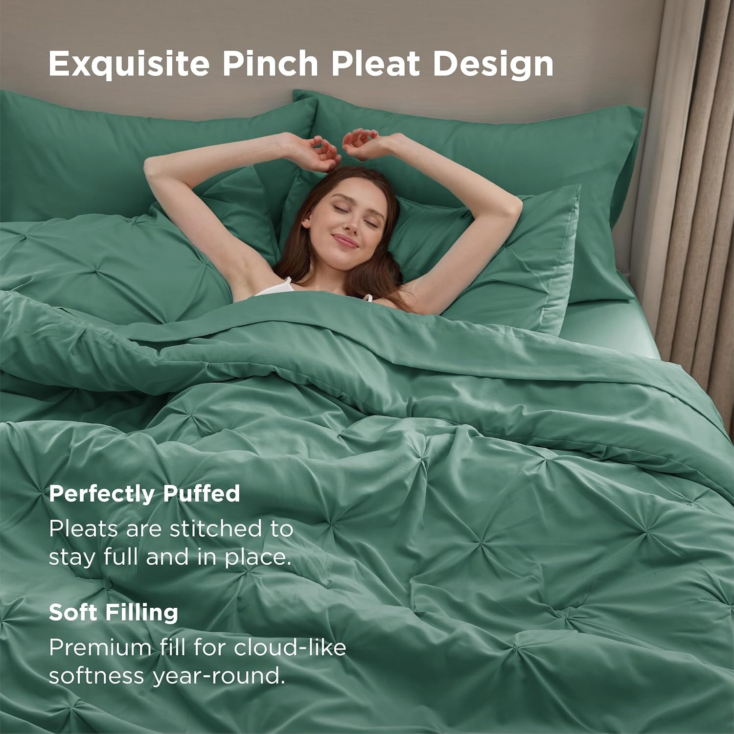 image:imageBedsure Twin XL Comforter Set Pink Dorm Room Essentials for Girls Extra Long Twin XL Bedding Set with Sheets All Season Down Alternative Comforter with Sheets Pillowcase amp Sham31 Pea Green