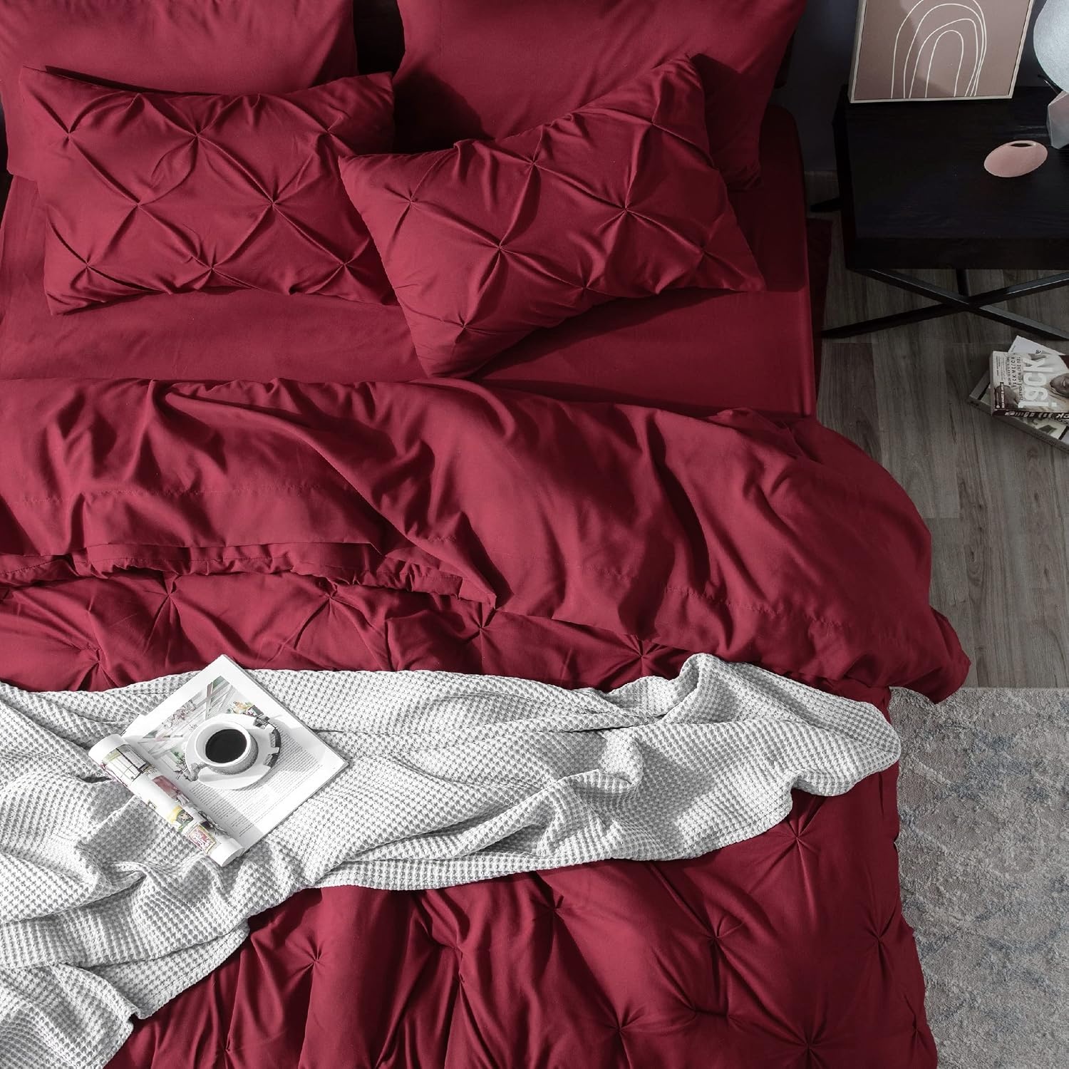 image:imageBedsure Twin XL Comforter Set Pink Dorm Room Essentials for Girls Extra Long Twin XL Bedding Set with Sheets All Season Down Alternative Comforter with Sheets Pillowcase amp Sham24 Dark Red