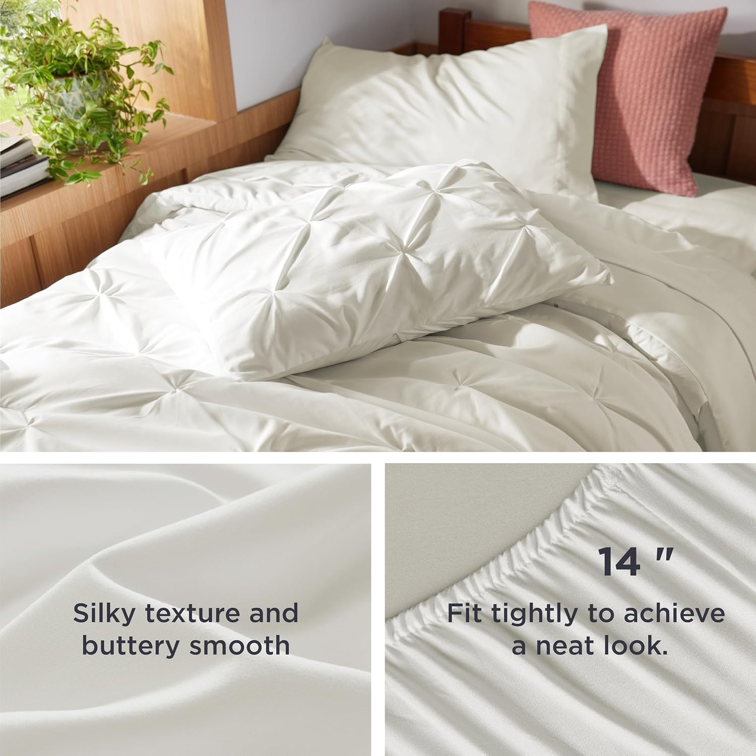 image:imageBedsure Twin XL Comforter Set Pink Dorm Room Essentials for Girls Extra Long Twin XL Bedding Set with Sheets All Season Down Alternative Comforter with Sheets Pillowcase amp Sham19 Ivory