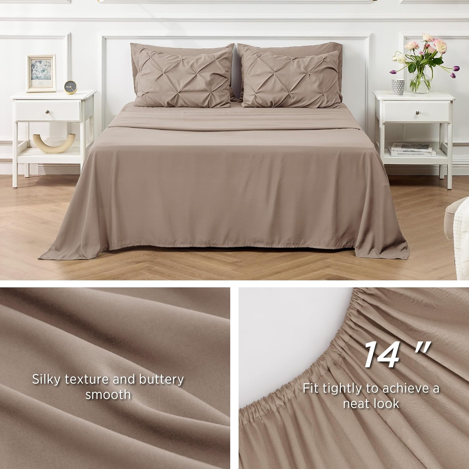 image:imageBedsure Twin XL Comforter Set Pink Dorm Room Essentials for Girls Extra Long Twin XL Bedding Set with Sheets All Season Down Alternative Comforter with Sheets Pillowcase amp Sham20 Khaki