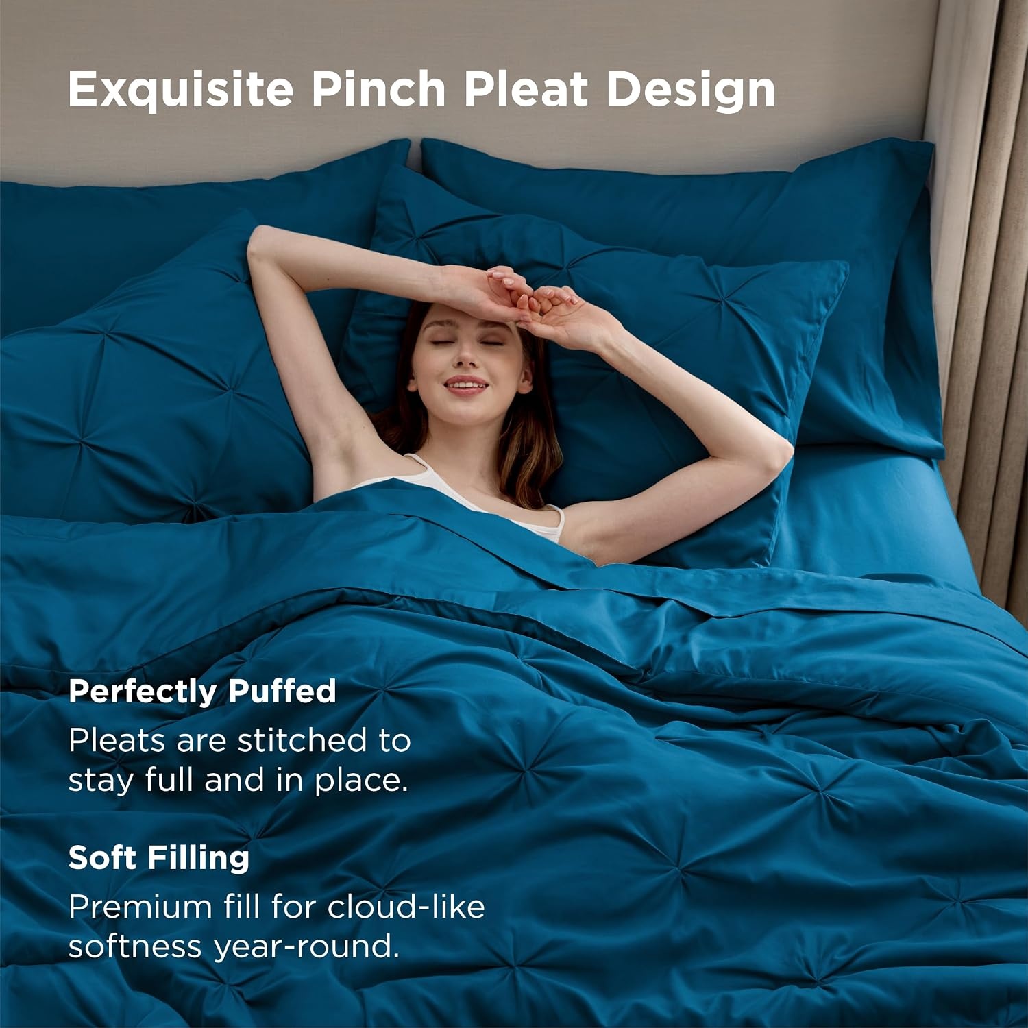 image:imageBedsure Twin XL Comforter Set Pink Dorm Room Essentials for Girls Extra Long Twin XL Bedding Set with Sheets All Season Down Alternative Comforter with Sheets Pillowcase amp Sham14 Teal