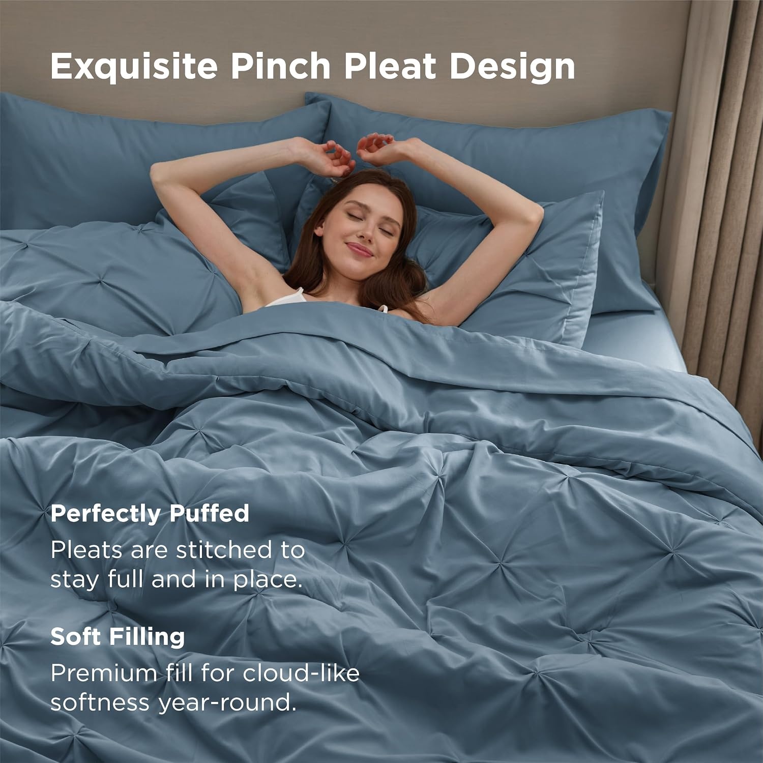 image:imageBedsure Twin XL Comforter Set Pink Dorm Room Essentials for Girls Extra Long Twin XL Bedding Set with Sheets All Season Down Alternative Comforter with Sheets Pillowcase amp Sham07 Mineral Blue