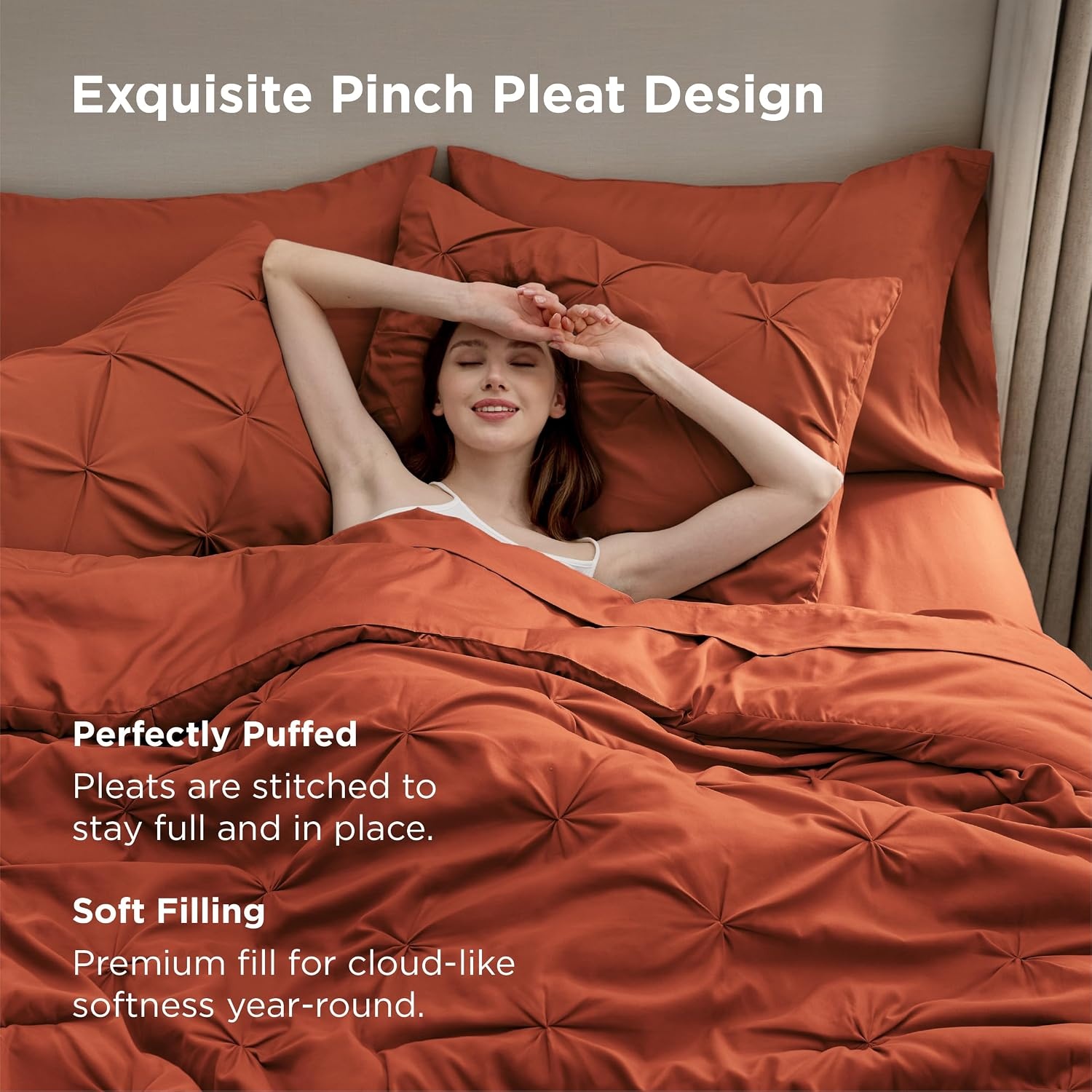 image:imageBedsure Twin XL Comforter Set Pink Dorm Room Essentials for Girls Extra Long Twin XL Bedding Set with Sheets All Season Down Alternative Comforter with Sheets Pillowcase amp Sham16 Burnt Orange