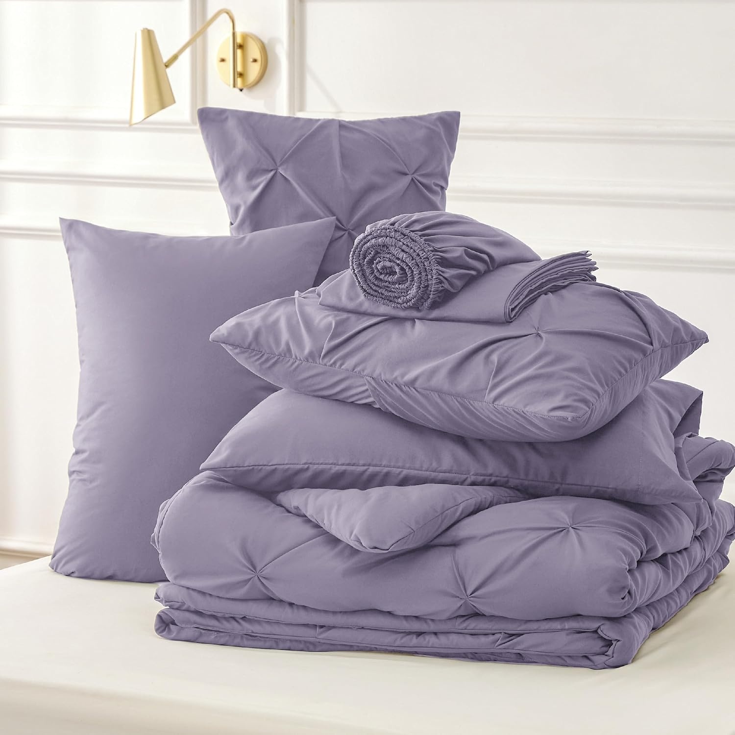image:imageBedsure Twin XL Comforter Set Pink Dorm Room Essentials for Girls Extra Long Twin XL Bedding Set with Sheets All Season Down Alternative Comforter with Sheets Pillowcase amp Sham15 Grayish Purple