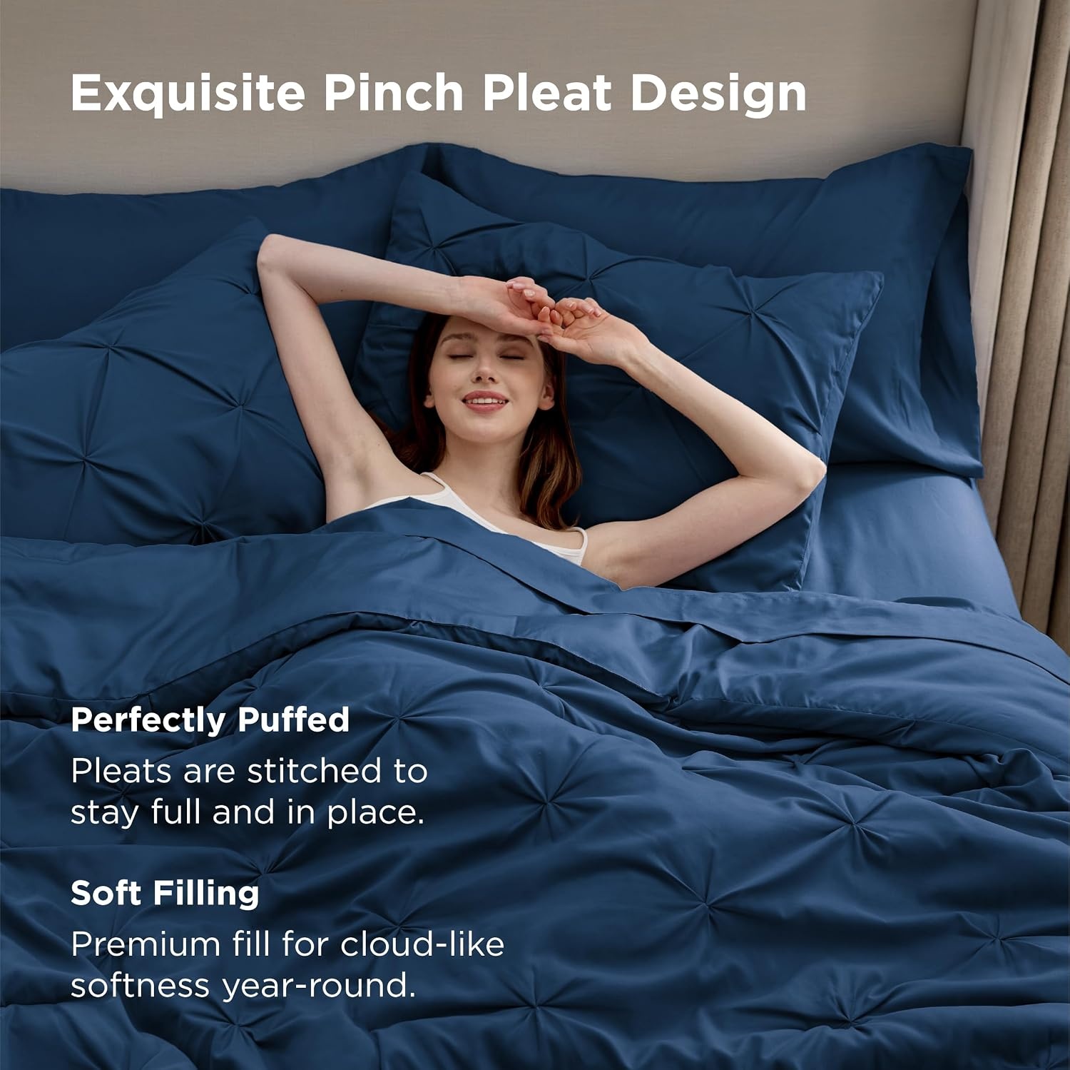 image:imageBedsure Twin XL Comforter Set Pink Dorm Room Essentials for Girls Extra Long Twin XL Bedding Set with Sheets All Season Down Alternative Comforter with Sheets Pillowcase amp Sham12 Navy