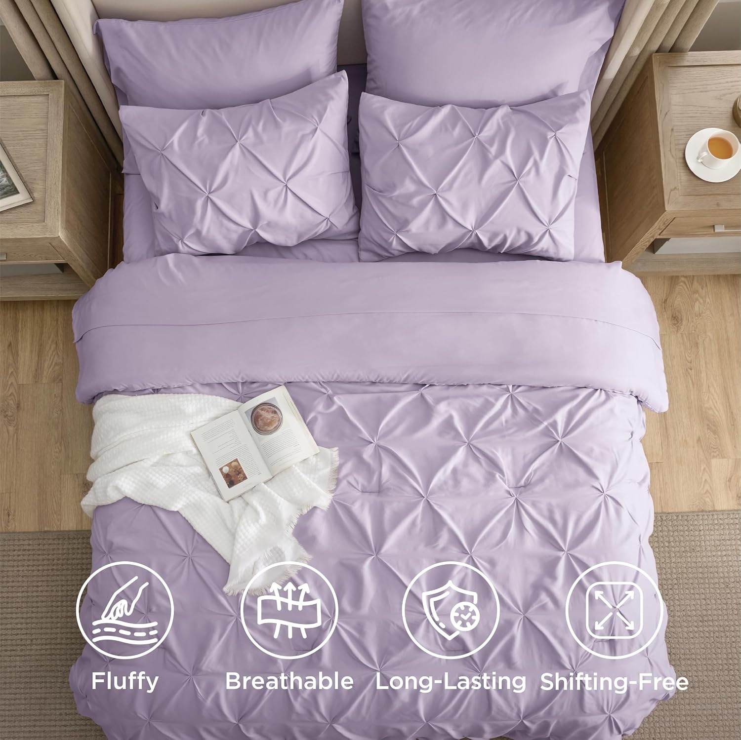 image:imageBedsure Twin XL Comforter Set Pink Dorm Room Essentials for Girls Extra Long Twin XL Bedding Set with Sheets All Season Down Alternative Comforter with Sheets Pillowcase amp Sham13 Light Purple